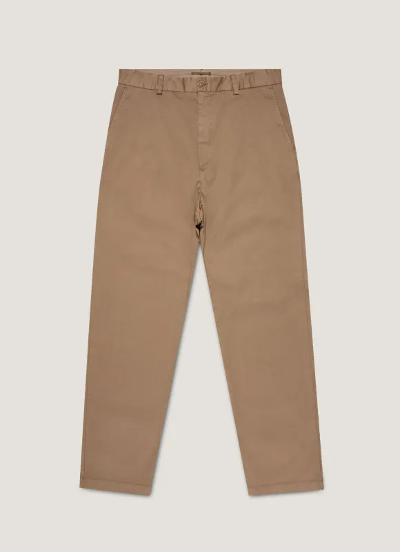 Men's Regular Fit Chino in Dark Stone sold by Sunspel