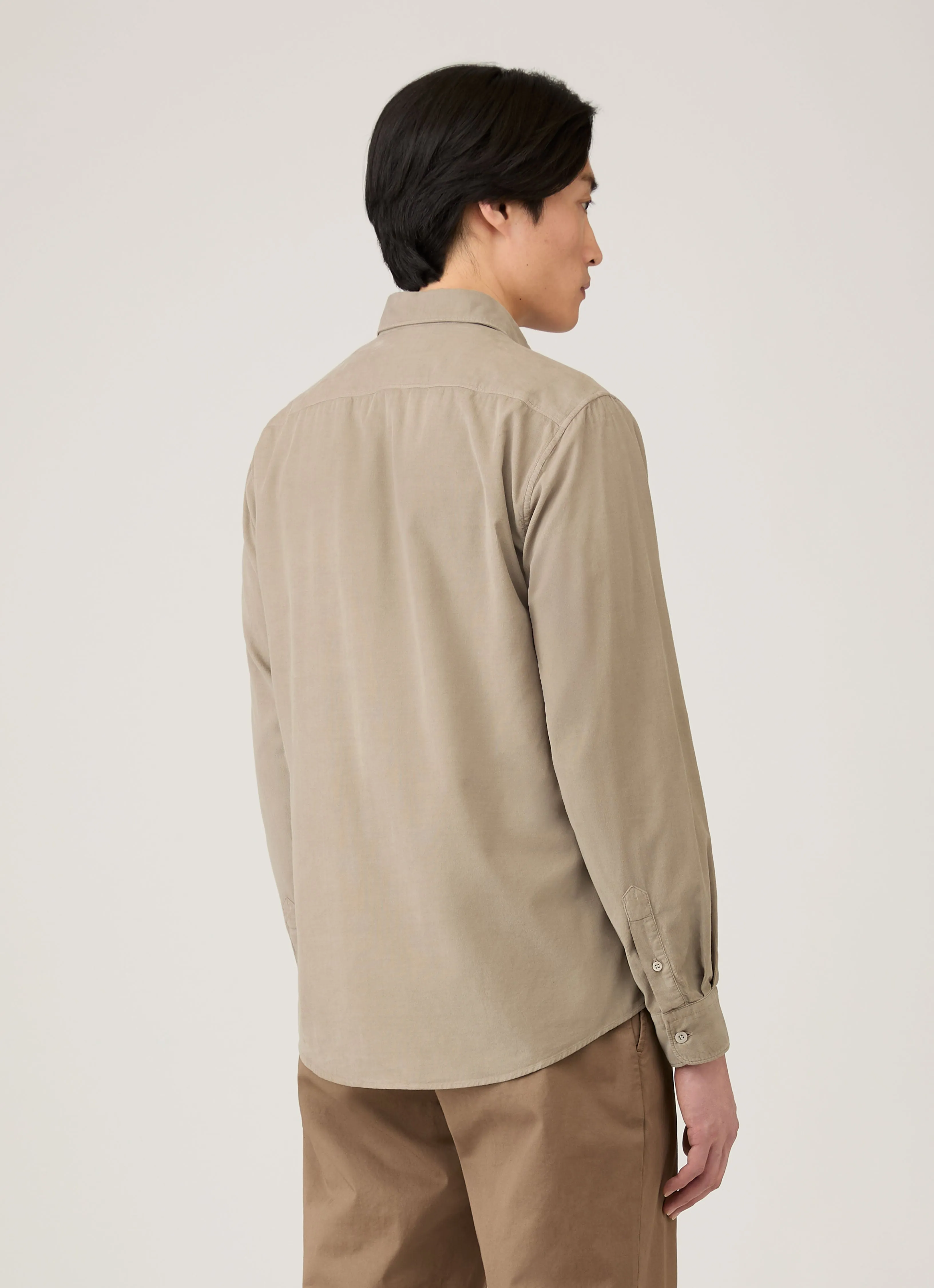 Men's Fine Cord Shirt in Fog sold by Sunspel product image thumbnail 5