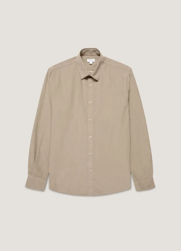 Men's Fine Cord Shirt in Fog sold by Sunspel
