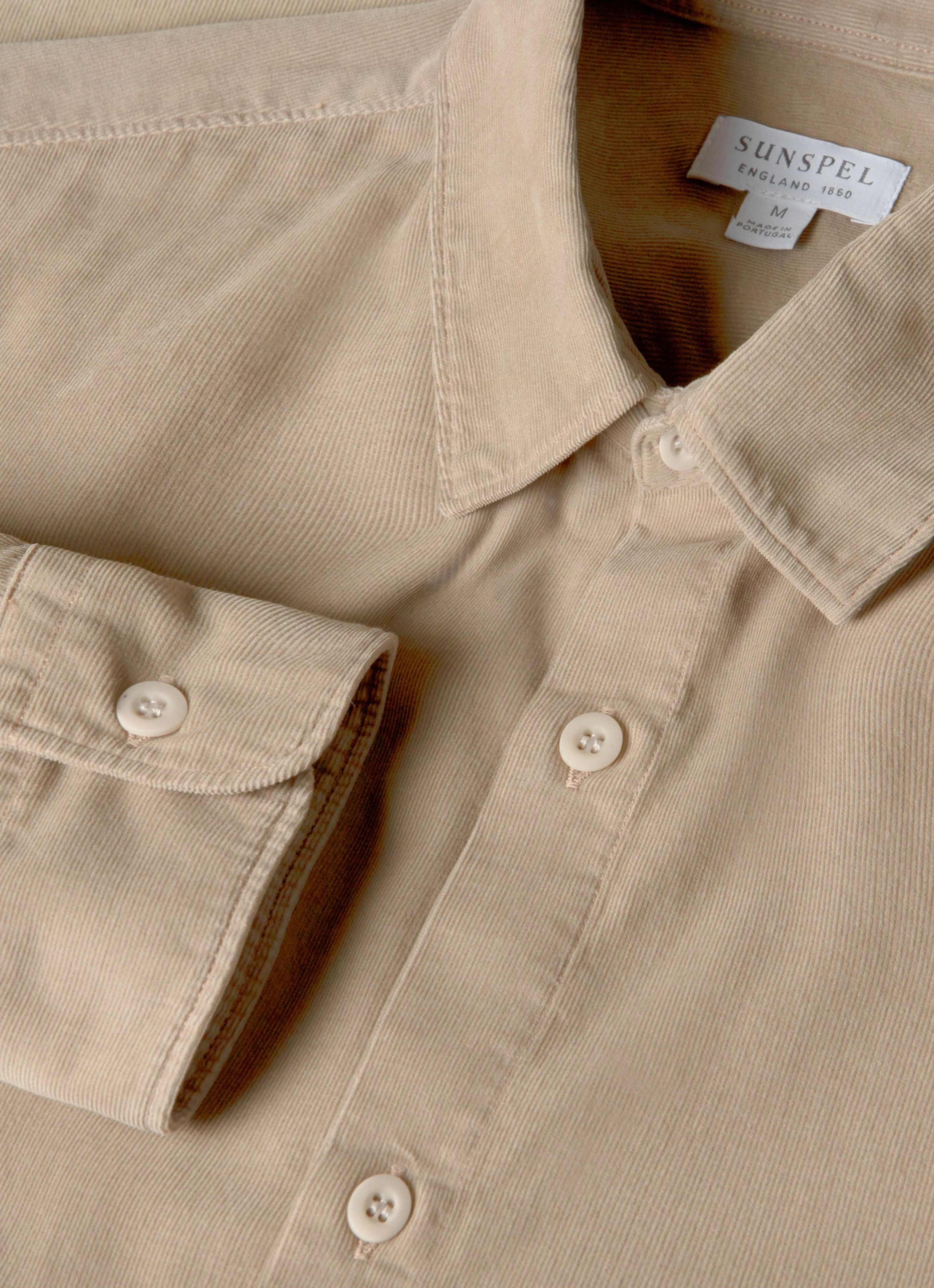 Men's Fine Cord Shirt in Fog sold by Sunspel product image thumbnail 4