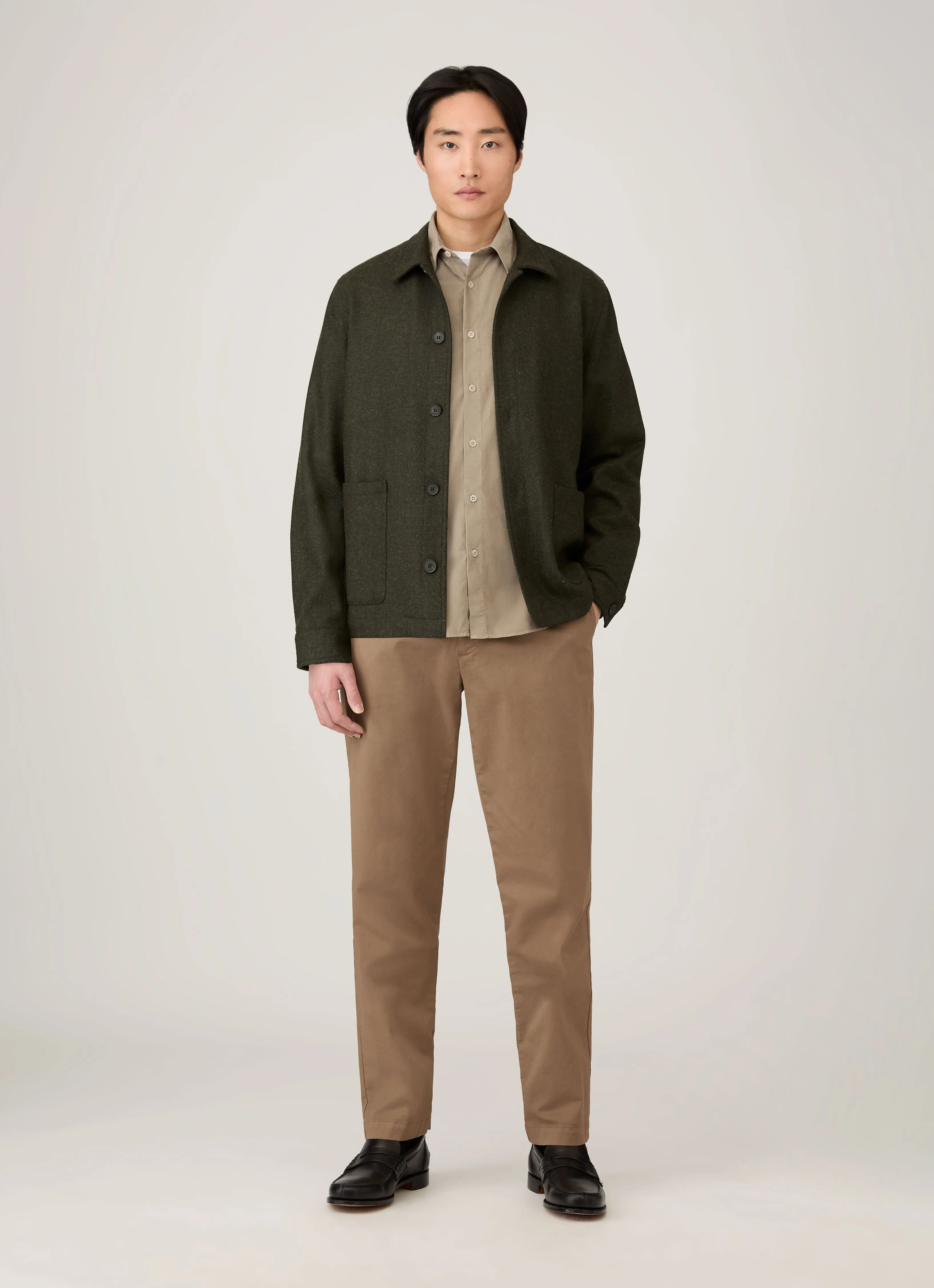 Men's Fine Cord Shirt in Fog sold by Sunspel product image thumbnail 3