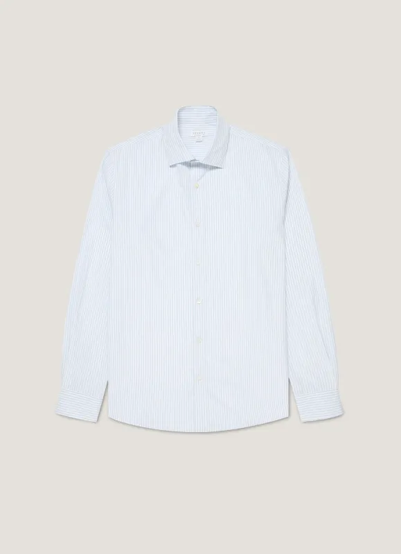 Men's Smart Poplin Shirt in White/Light Blue sold by Sunspel