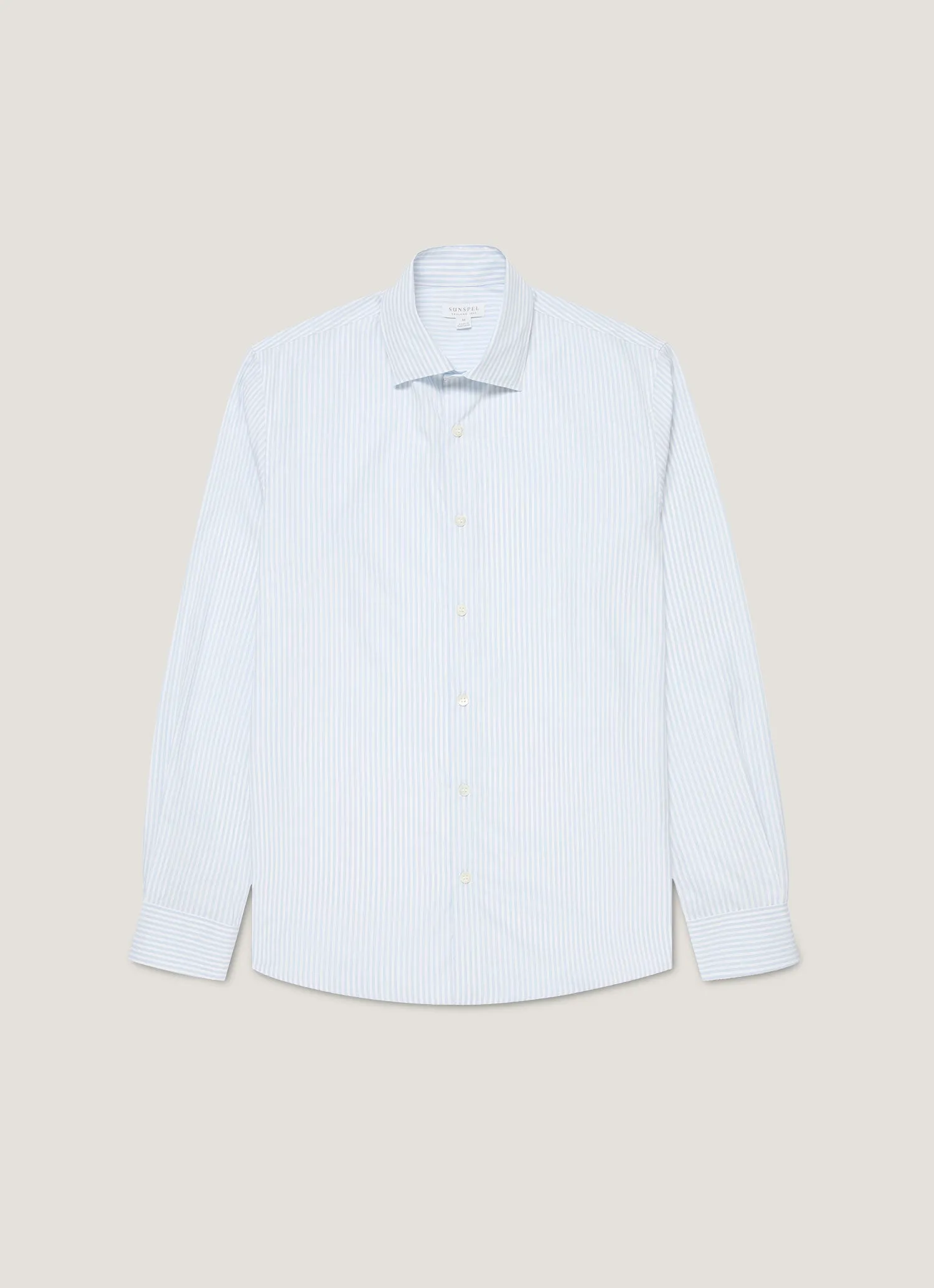 Men's Smart Poplin Shirt in White/Light Blue sold by Sunspel