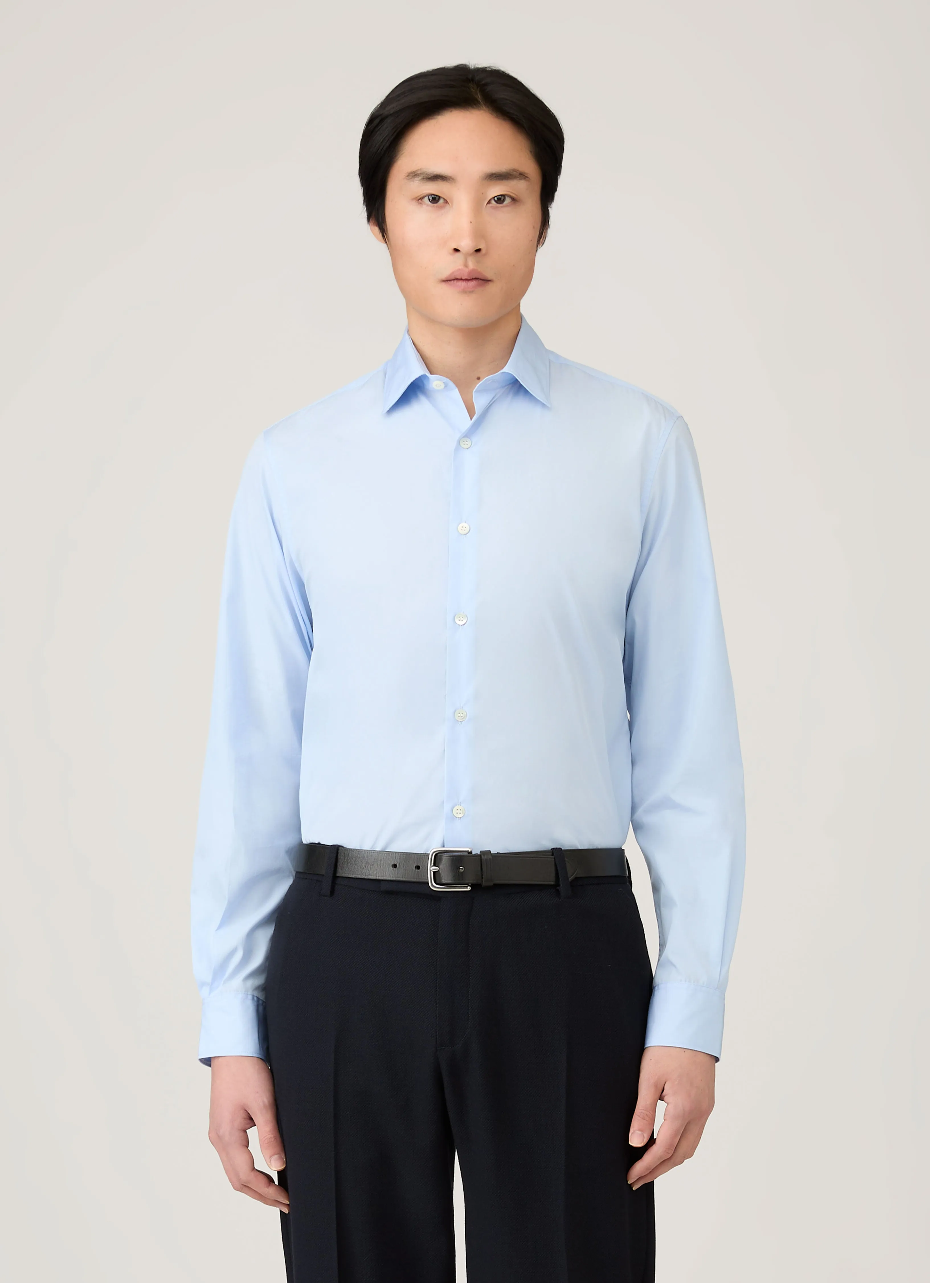 Men's Smart Poplin Shirt in Light Blue sold by Sunspel product image thumbnail 2