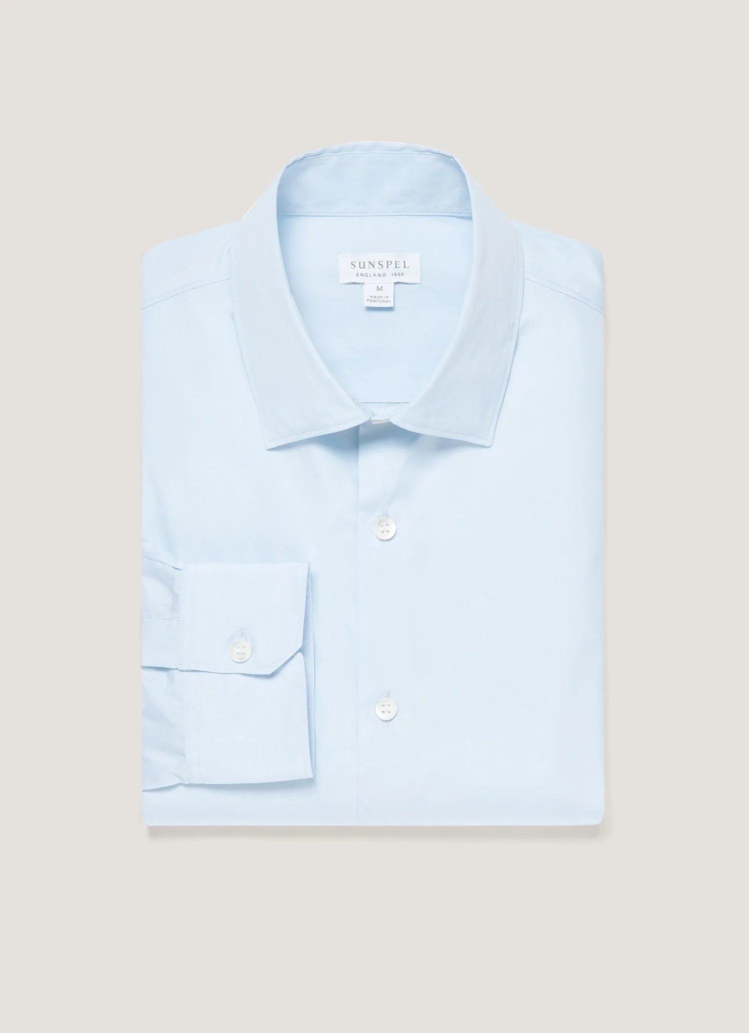 Men's Smart Poplin Shirt in Light Blue sold by Sunspel product image thumbnail 4