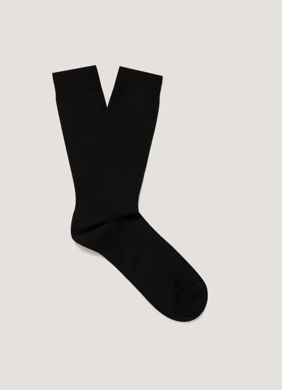 Men's Cotton Ribbed Socks in Black sold by Sunspel