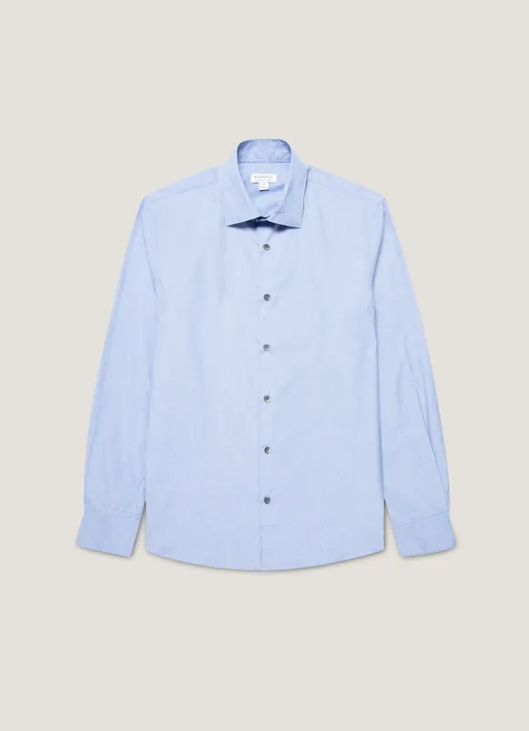 Men's Cotton Stretch Shirt in Dark Blue sold by Sunspel