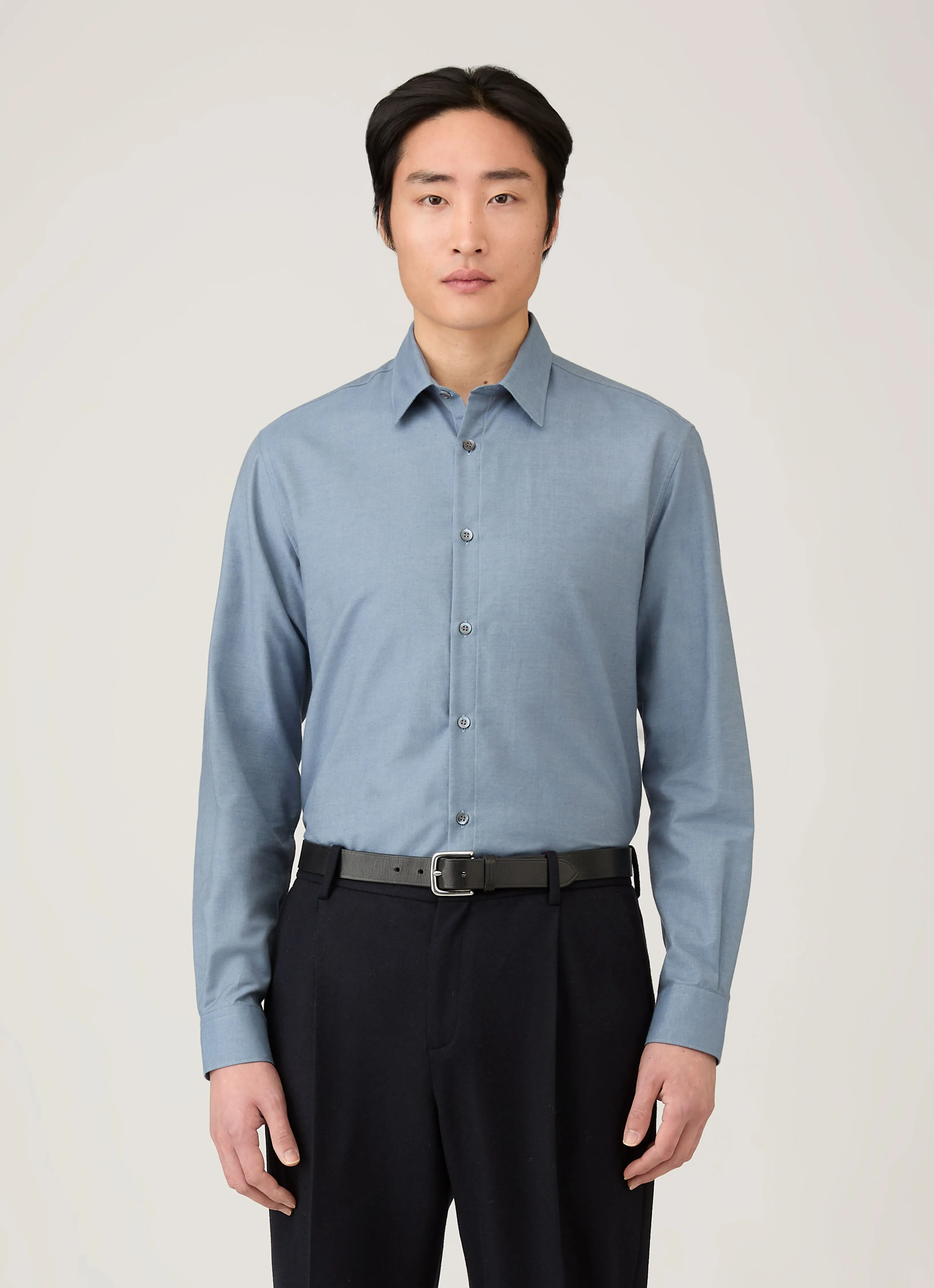 Men's Cotton Cashmere Shirt in Dark Blue sold by Sunspel product image thumbnail 2