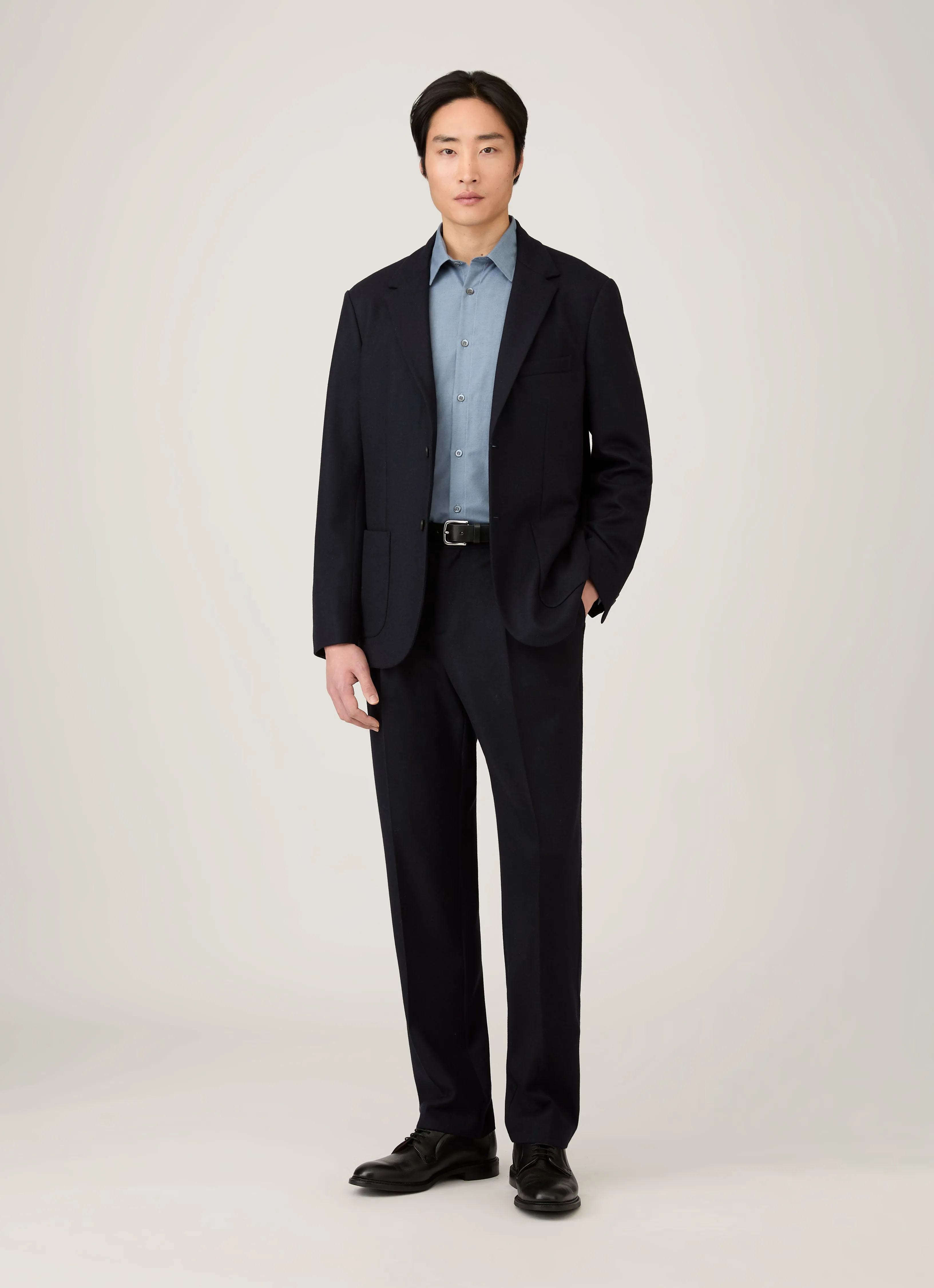 Men's Cotton Cashmere Shirt in Dark Blue sold by Sunspel product image thumbnail 3