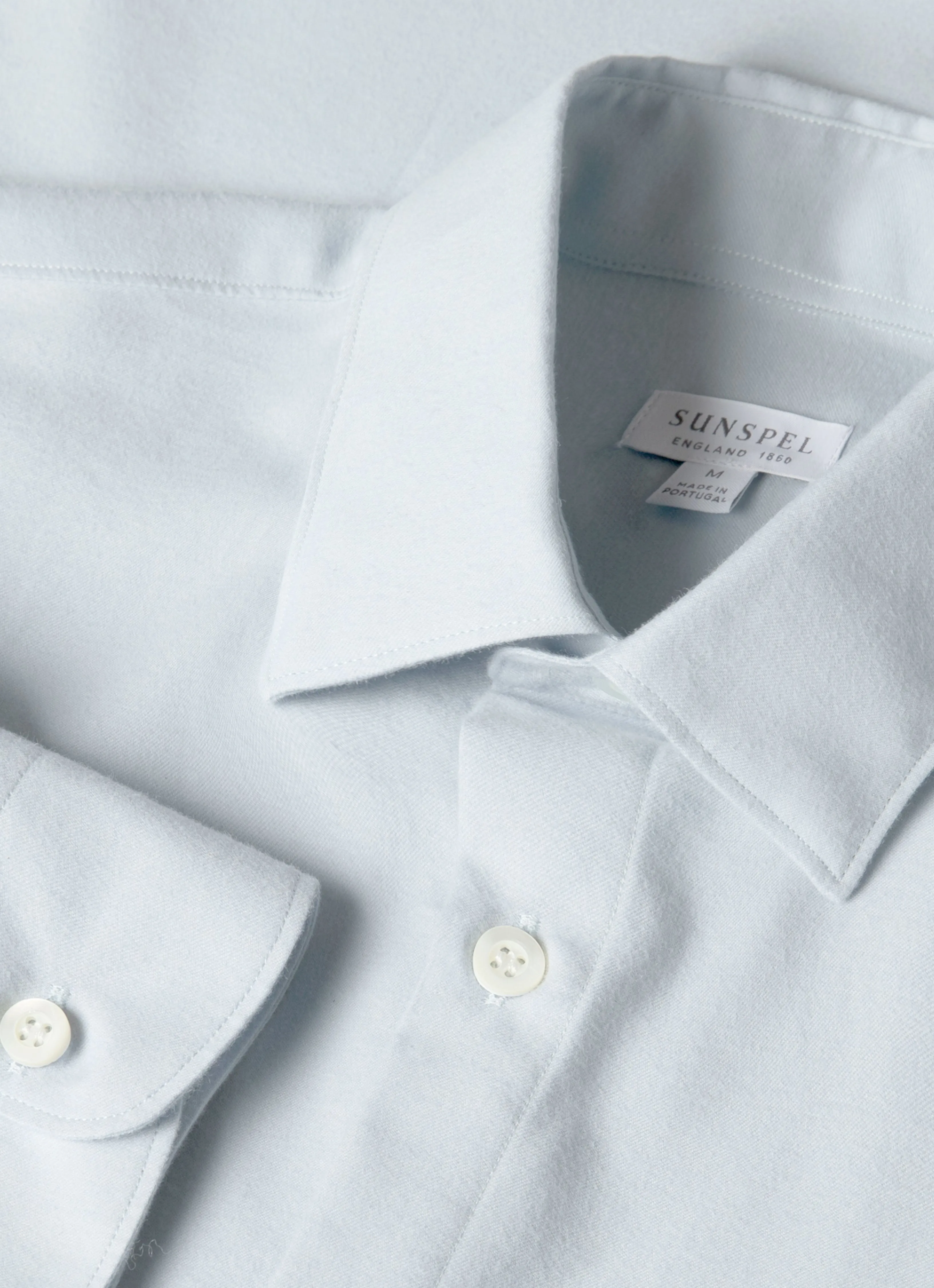 Men's Cotton Cashmere Shirt in Light Blue sold by Sunspel product image thumbnail 4