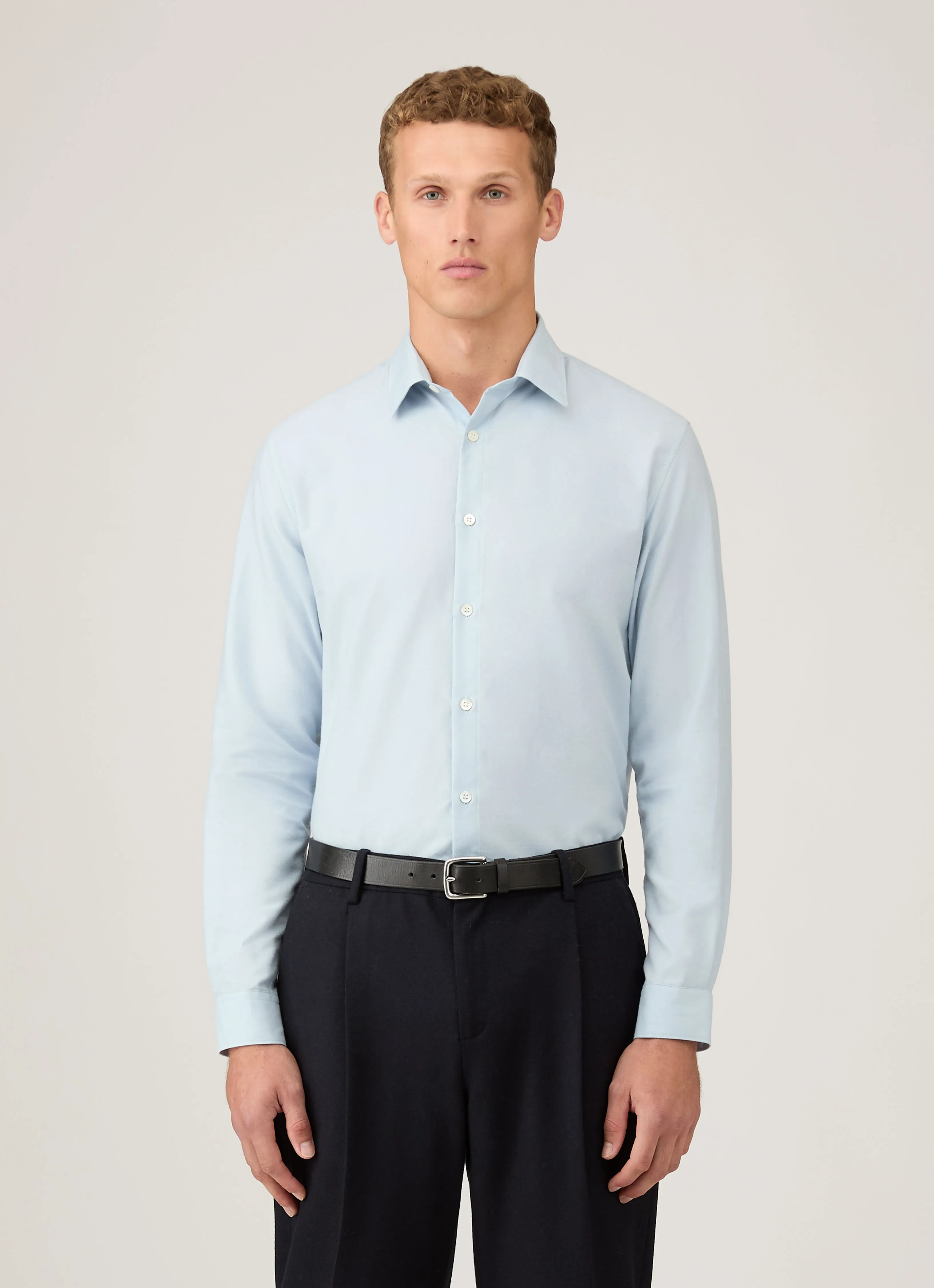 Men's Cotton Cashmere Shirt in Light Blue sold by Sunspel product image thumbnail 2