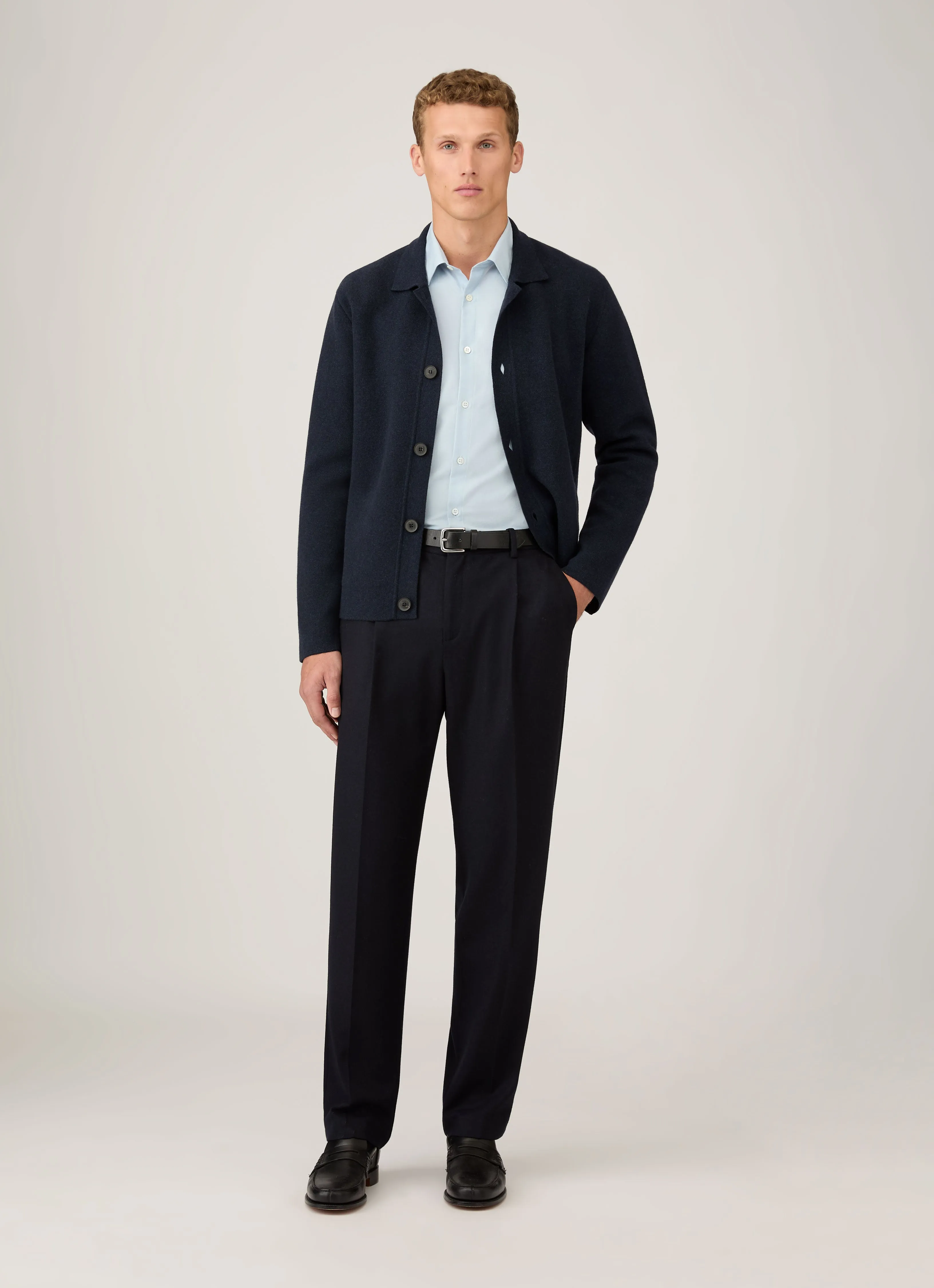 Men's Cotton Cashmere Shirt in Light Blue sold by Sunspel product image thumbnail 3