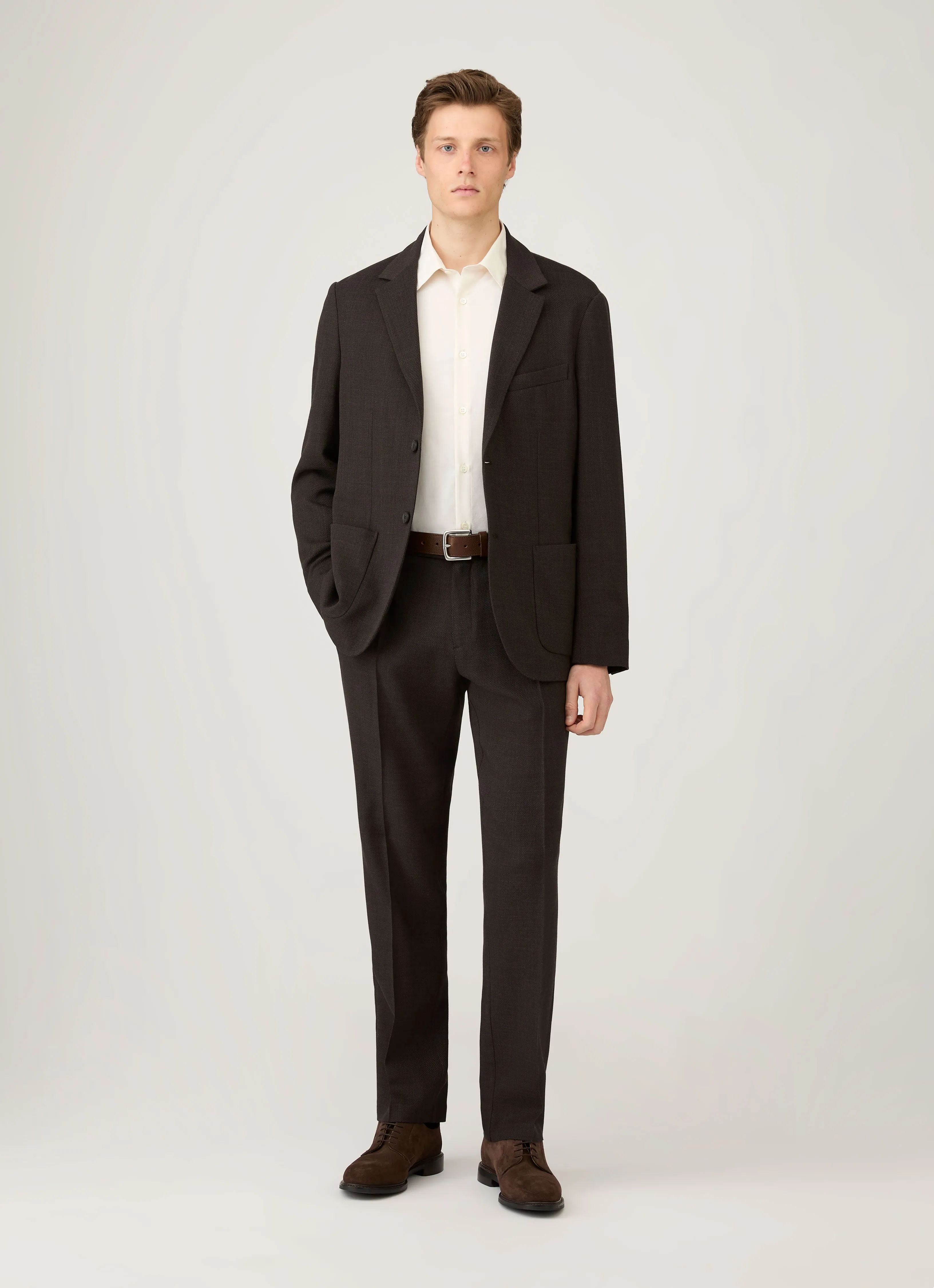 Men's Cotton Cashmere Shirt in Warm White sold by Sunspel product image thumbnail 3