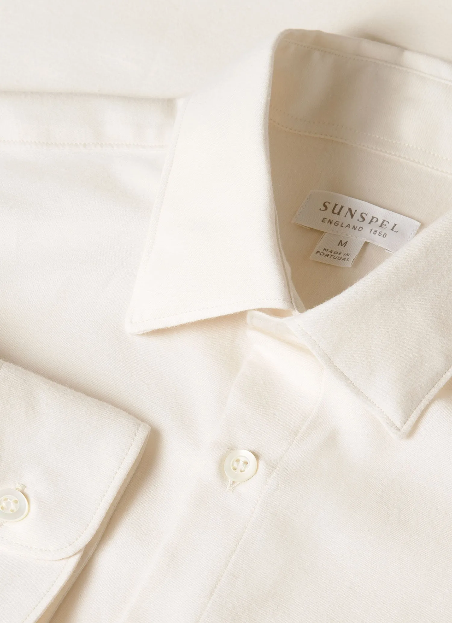 Men's Cotton Cashmere Shirt in Warm White sold by Sunspel product image thumbnail 4