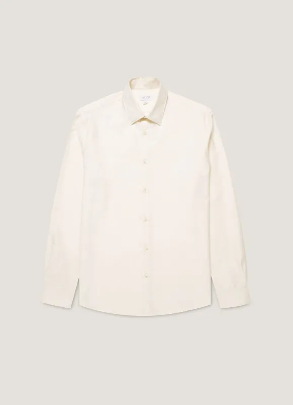Men's Cotton Cashmere Shirt in Warm White sold by Sunspel