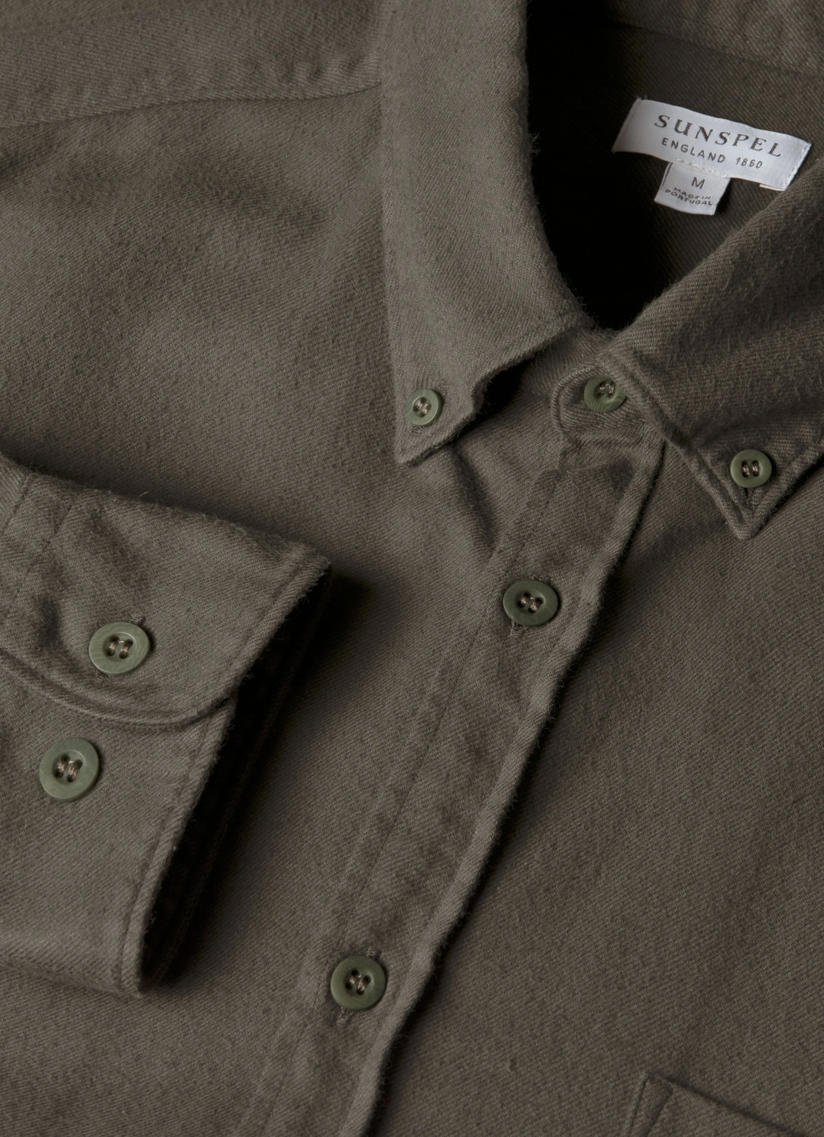 Men's Button Down Flannel Shirt in Dark Green sold by Sunspel product image thumbnail 4