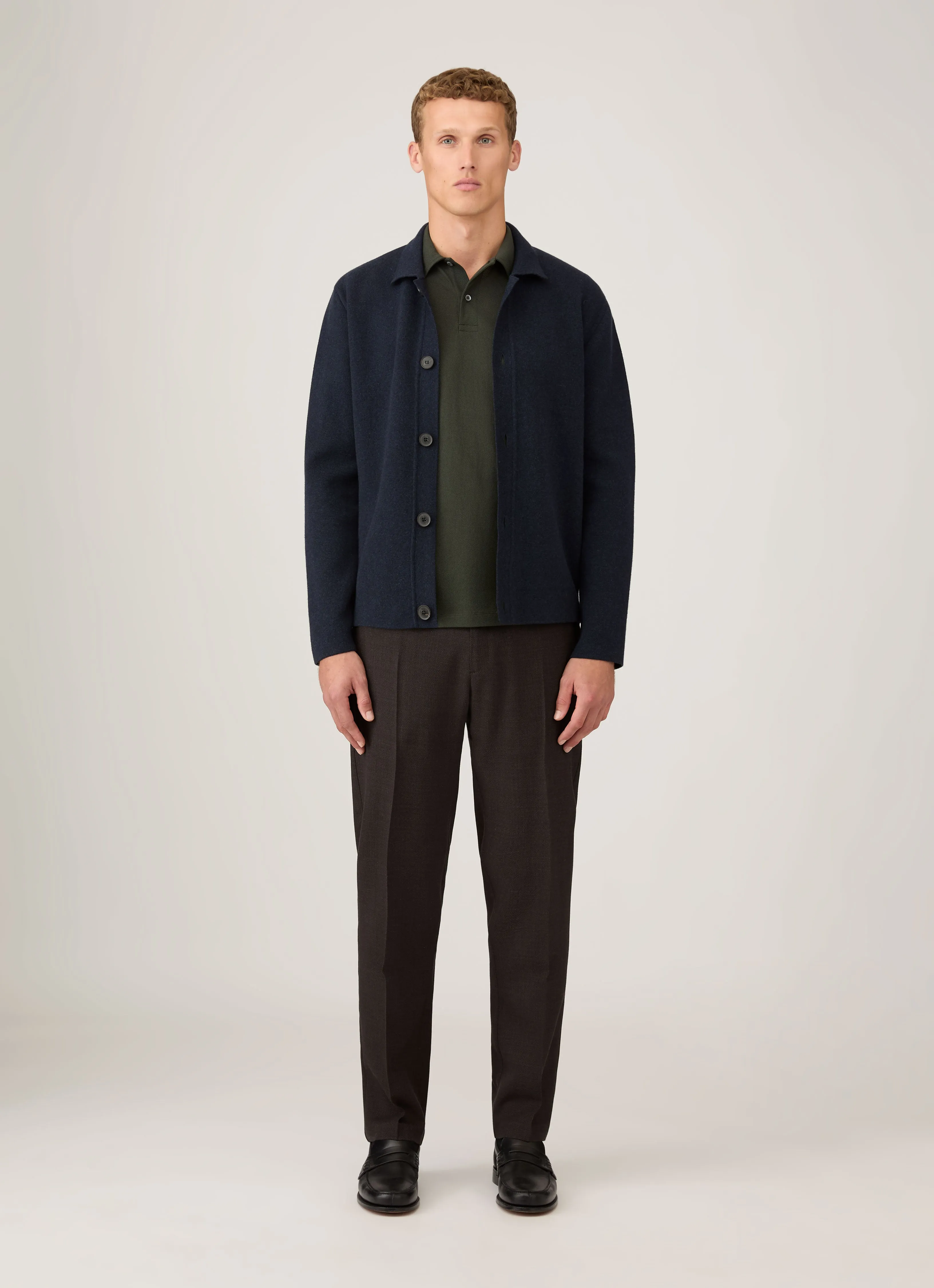 Men's Regular Fit Riviera Polo Shirt in Dark Green sold by Sunspel product image thumbnail 3