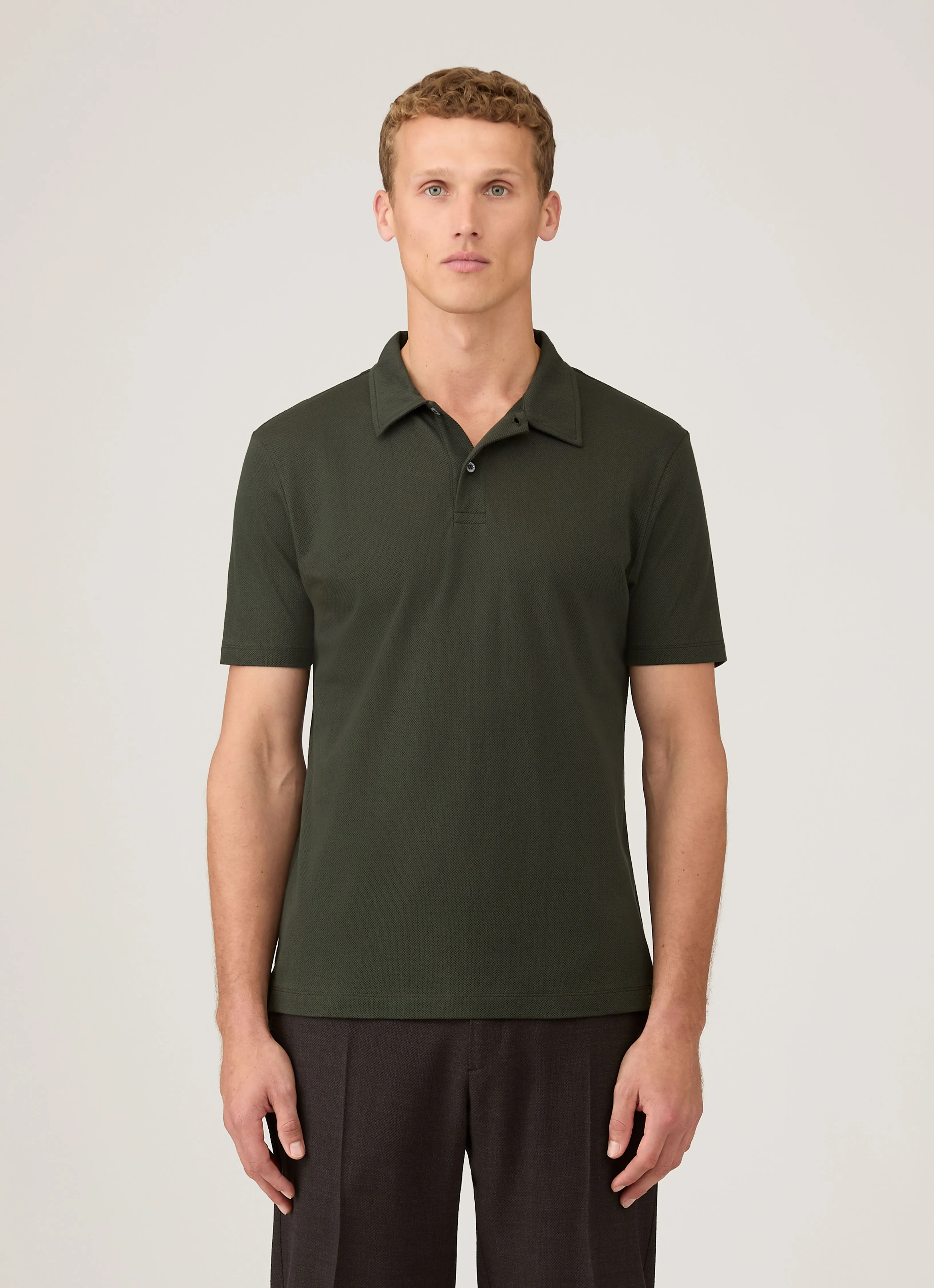 Men's Regular Fit Riviera Polo Shirt in Dark Green sold by Sunspel product image thumbnail 2
