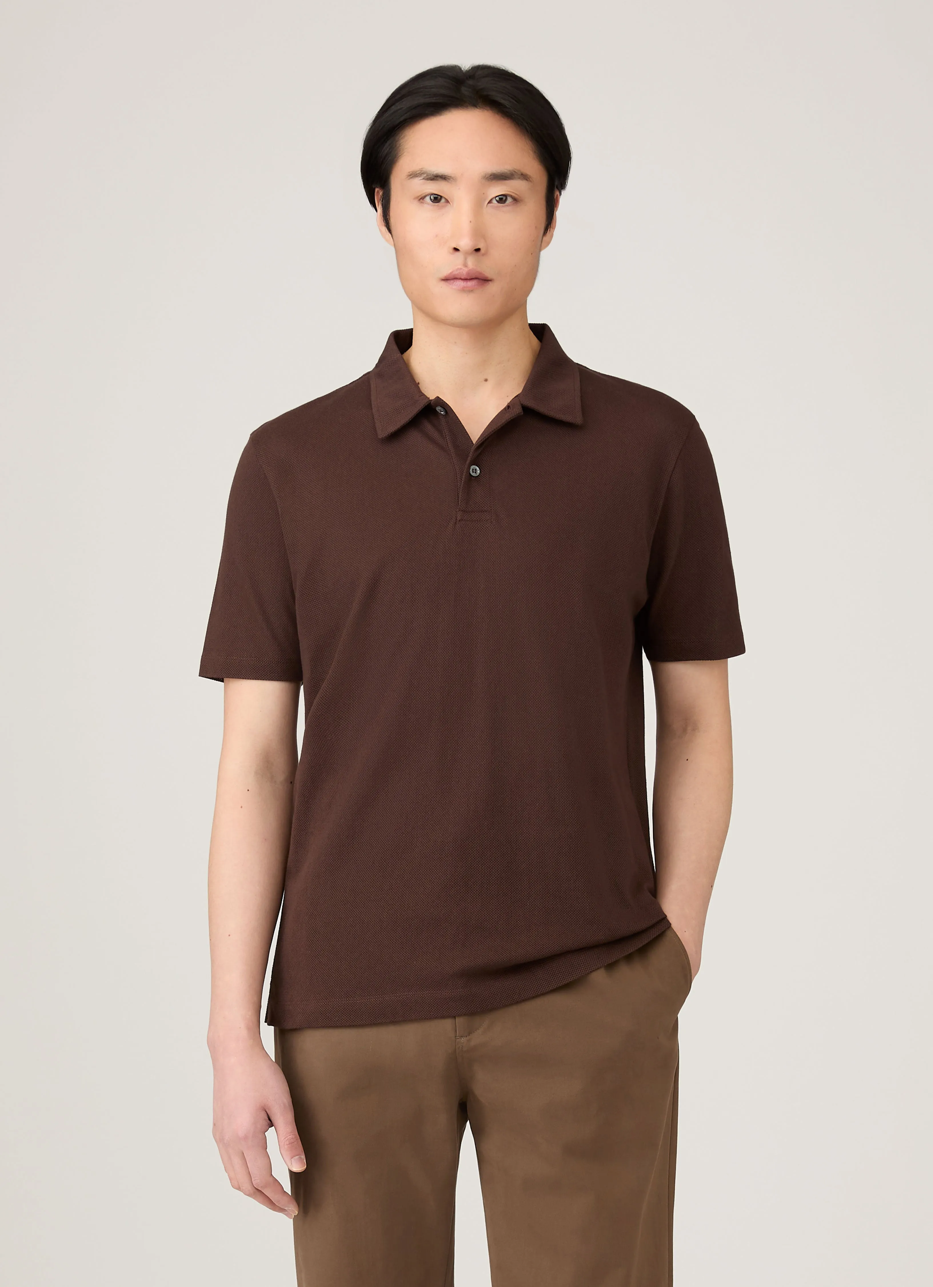 Men's Regular Fit Riviera Polo Shirt in Bakelite sold by Sunspel product image thumbnail 2