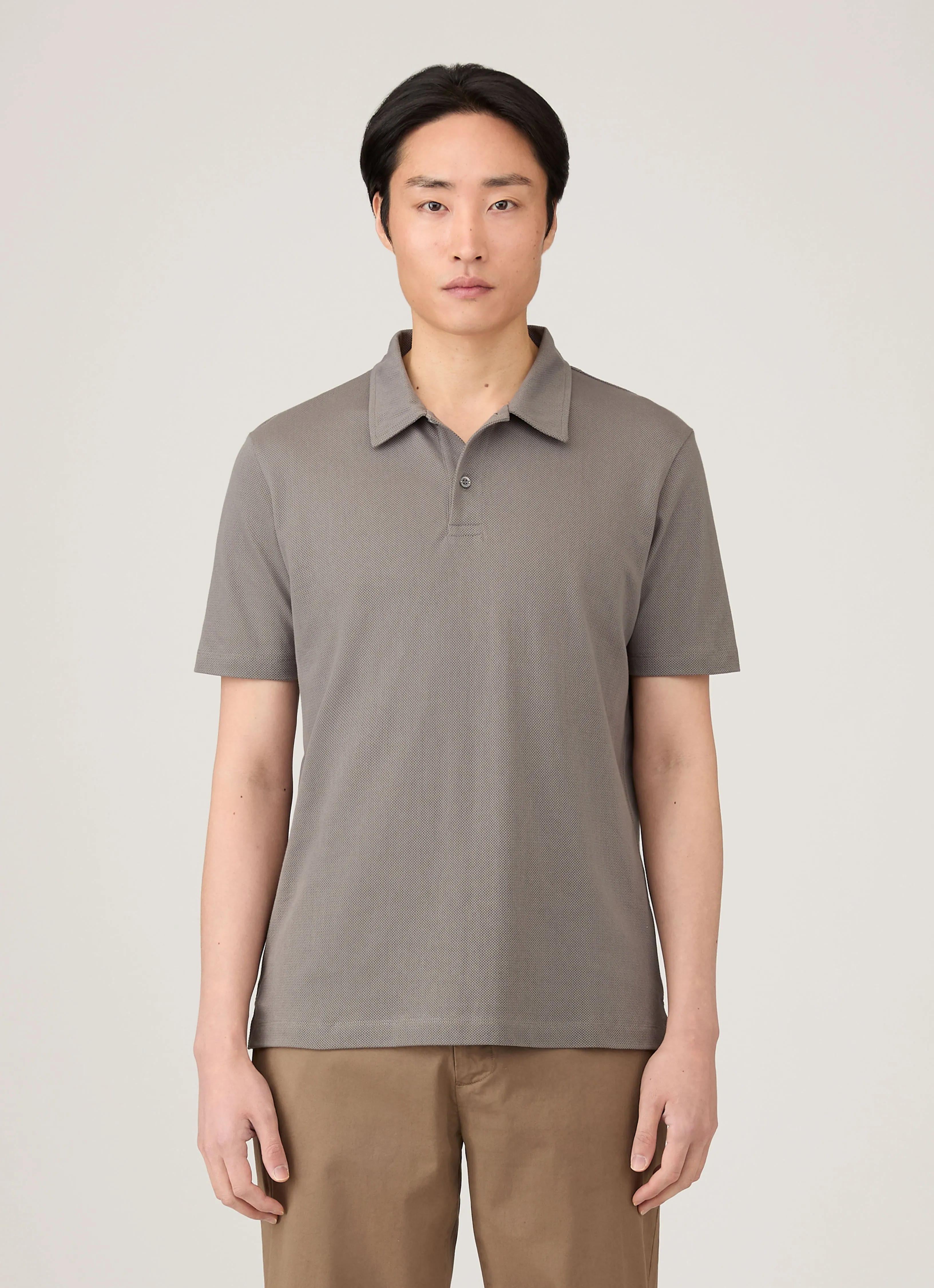 Men's Regular Fit Riviera Polo Shirt in Iron Grey sold by Sunspel product image thumbnail 2