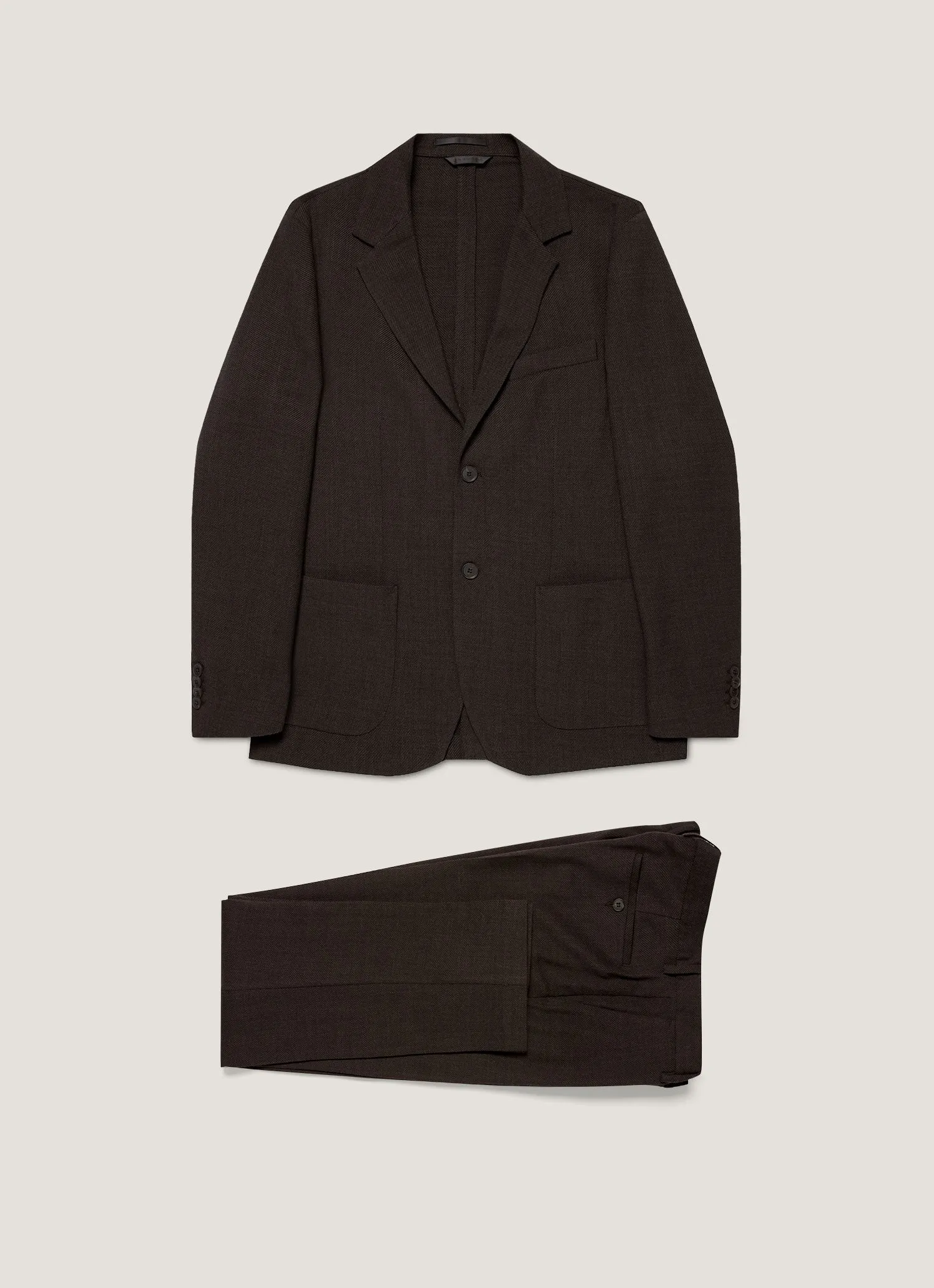 Men's Textured Wool Two-Piece Suit in Truffle sold by Sunspel