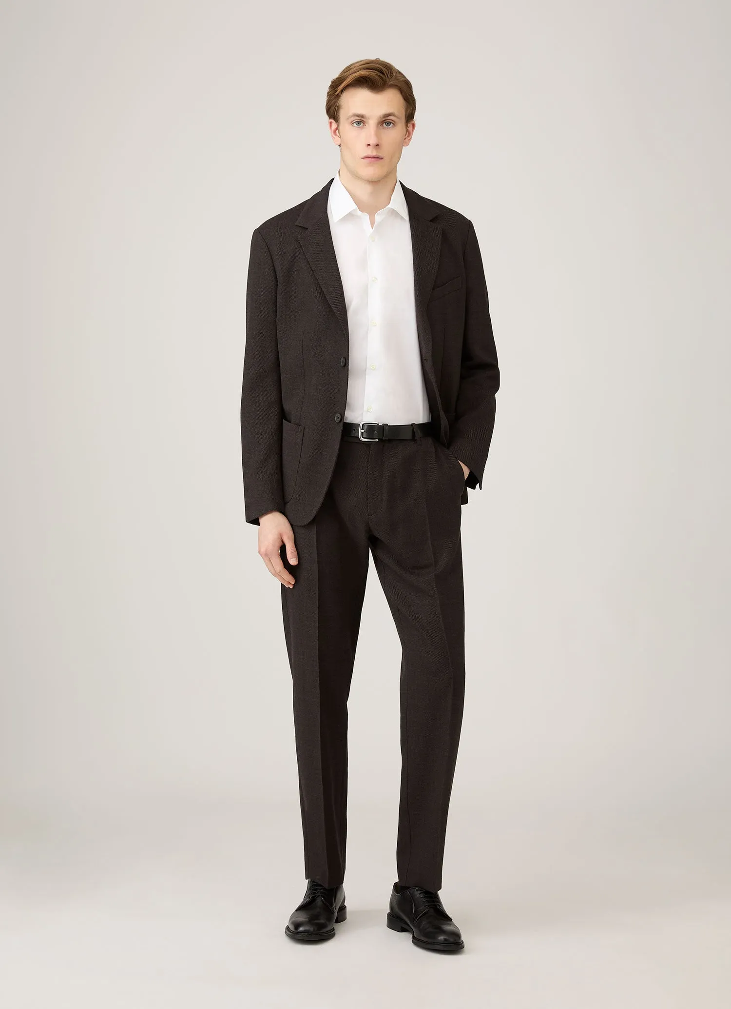Men's Textured Wool Two-Piece Suit in Truffle sold by Sunspel product image thumbnail 2