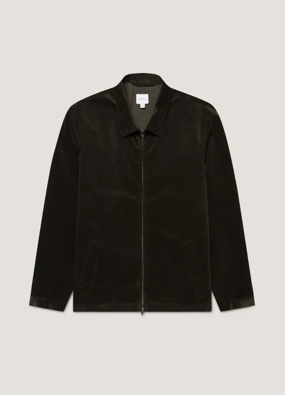 Men's Corduroy Harrington Jacket in Dark Green sold by Sunspel