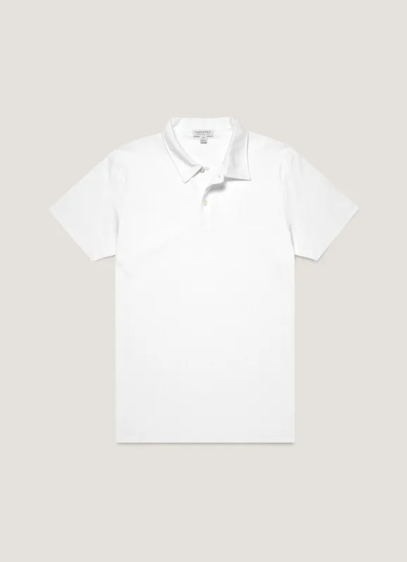 Men's Regular Fit Riviera Polo Shirt in White sold by Sunspel