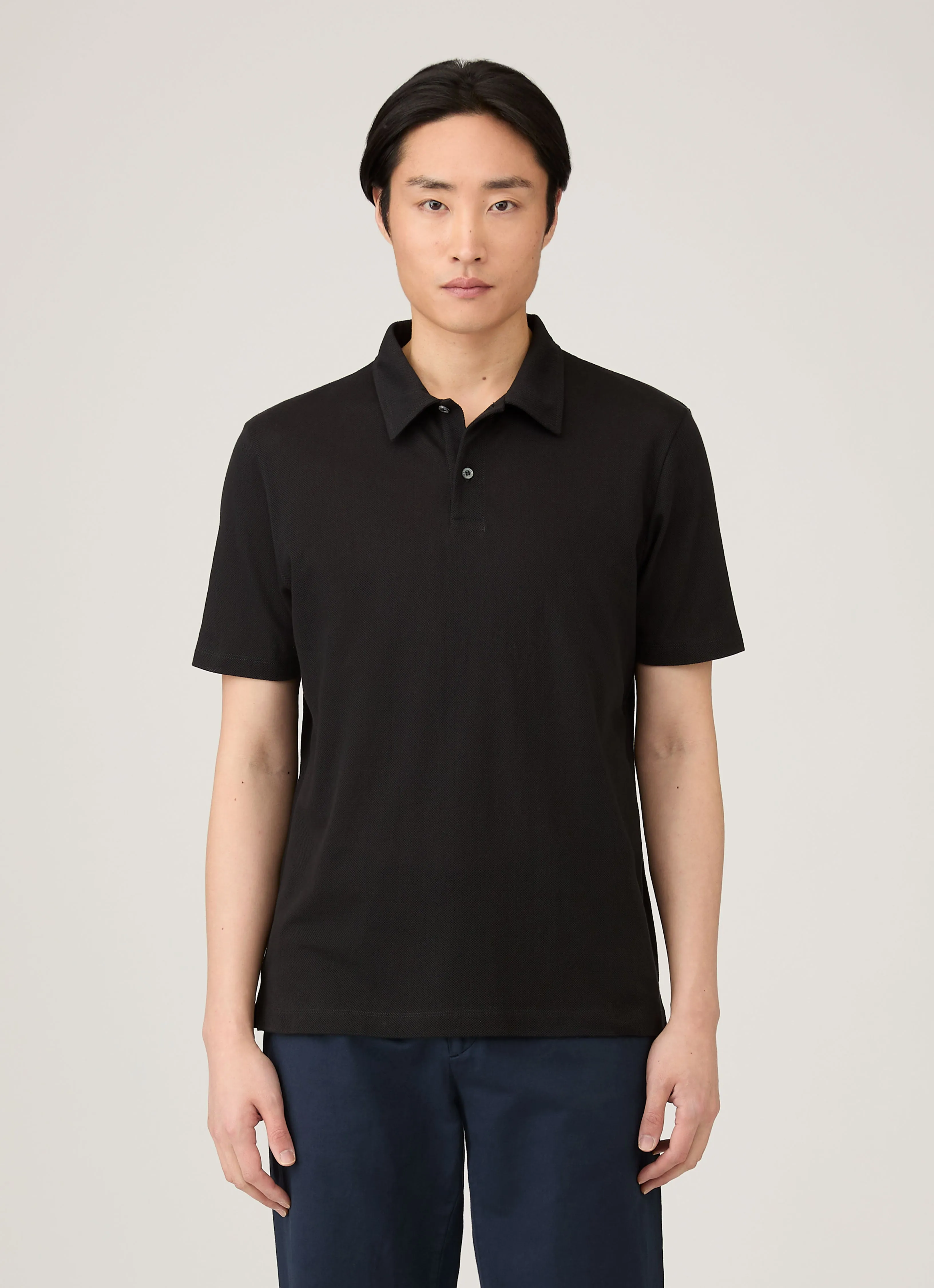 Men's Regular Fit Riviera Polo Shirt in Black sold by Sunspel product image thumbnail 2
