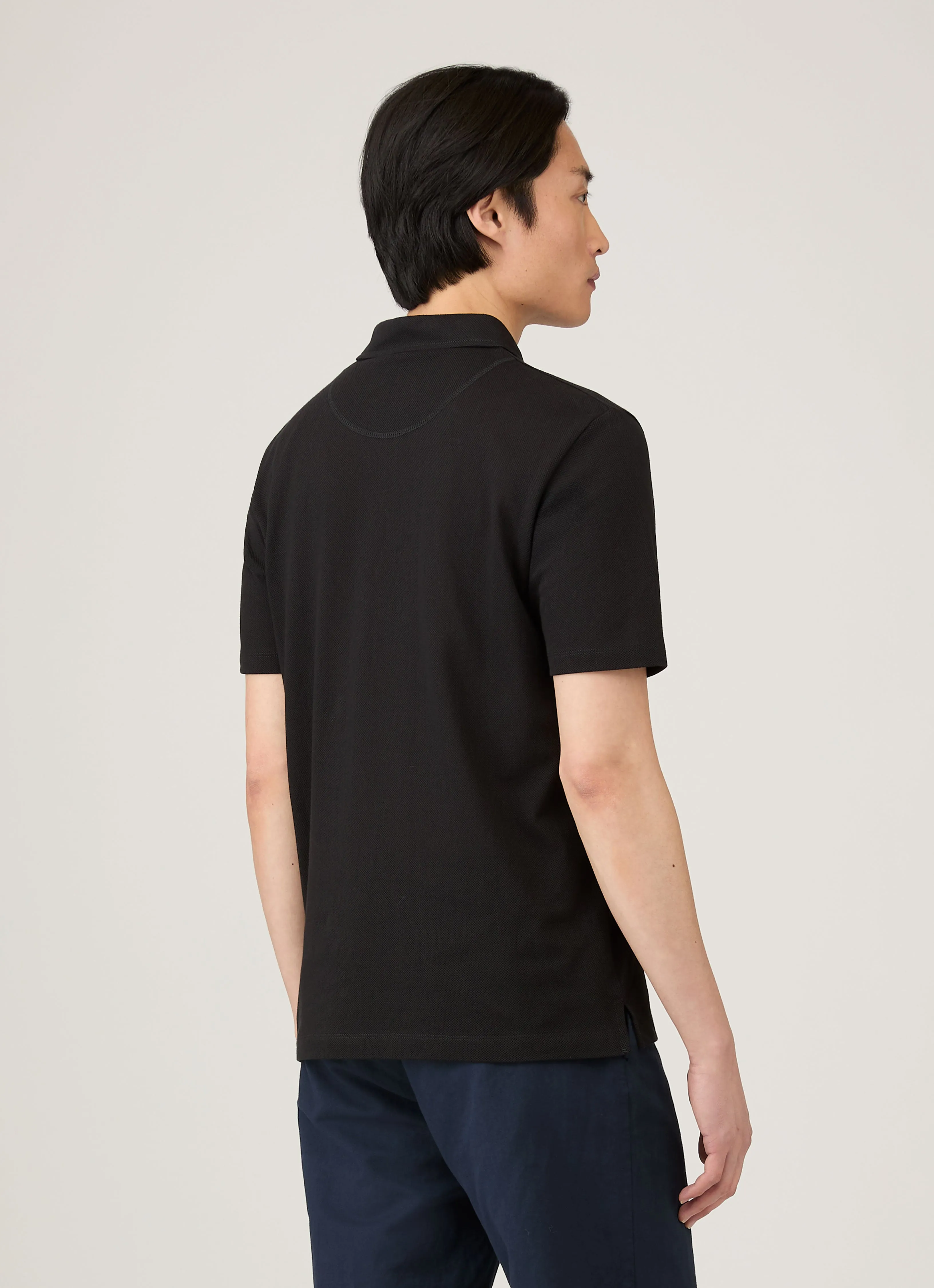 Men's Regular Fit Riviera Polo Shirt in Black sold by Sunspel product image thumbnail 5