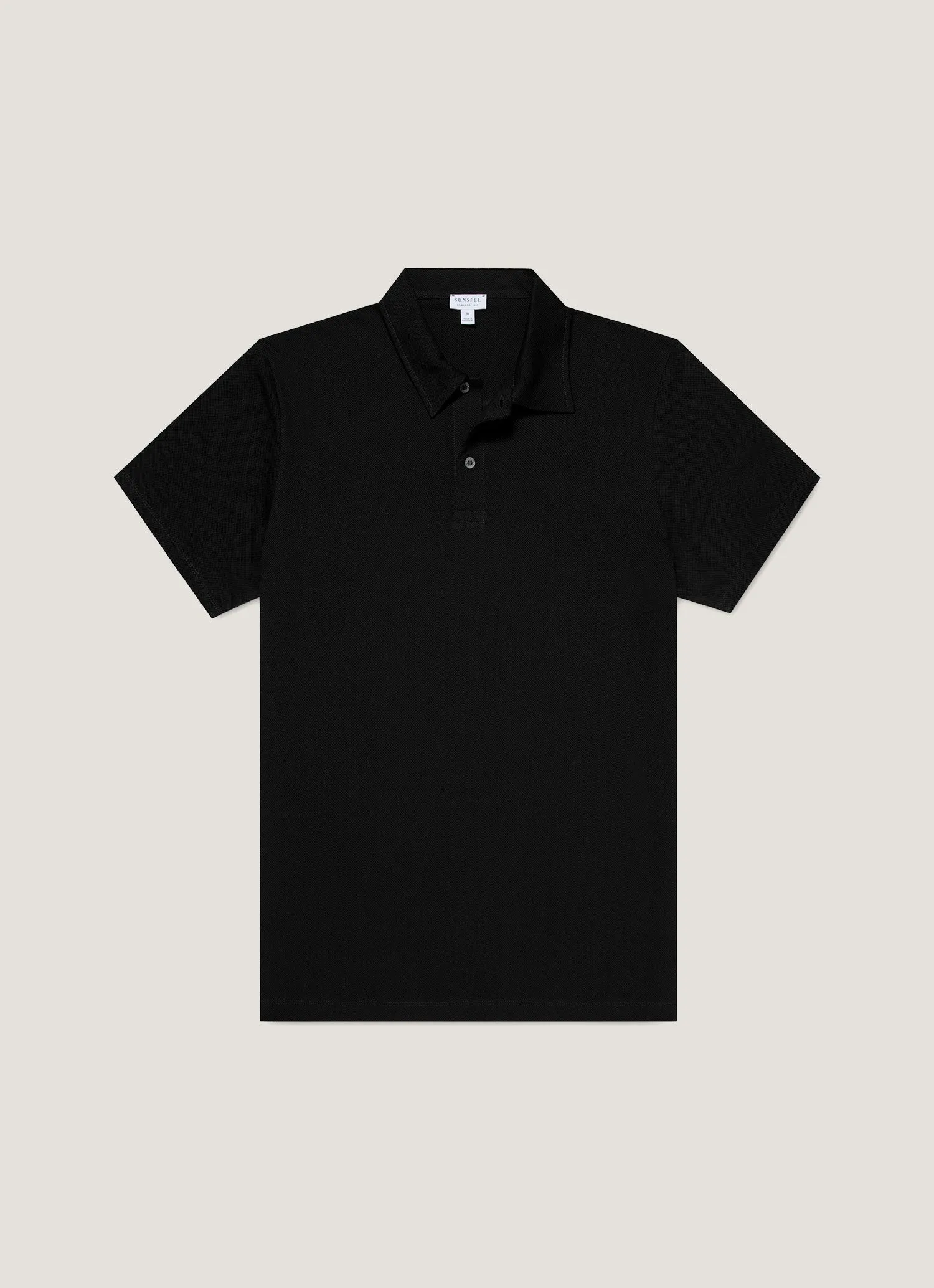 Men's Regular Fit Riviera Polo Shirt in Black sold by Sunspel