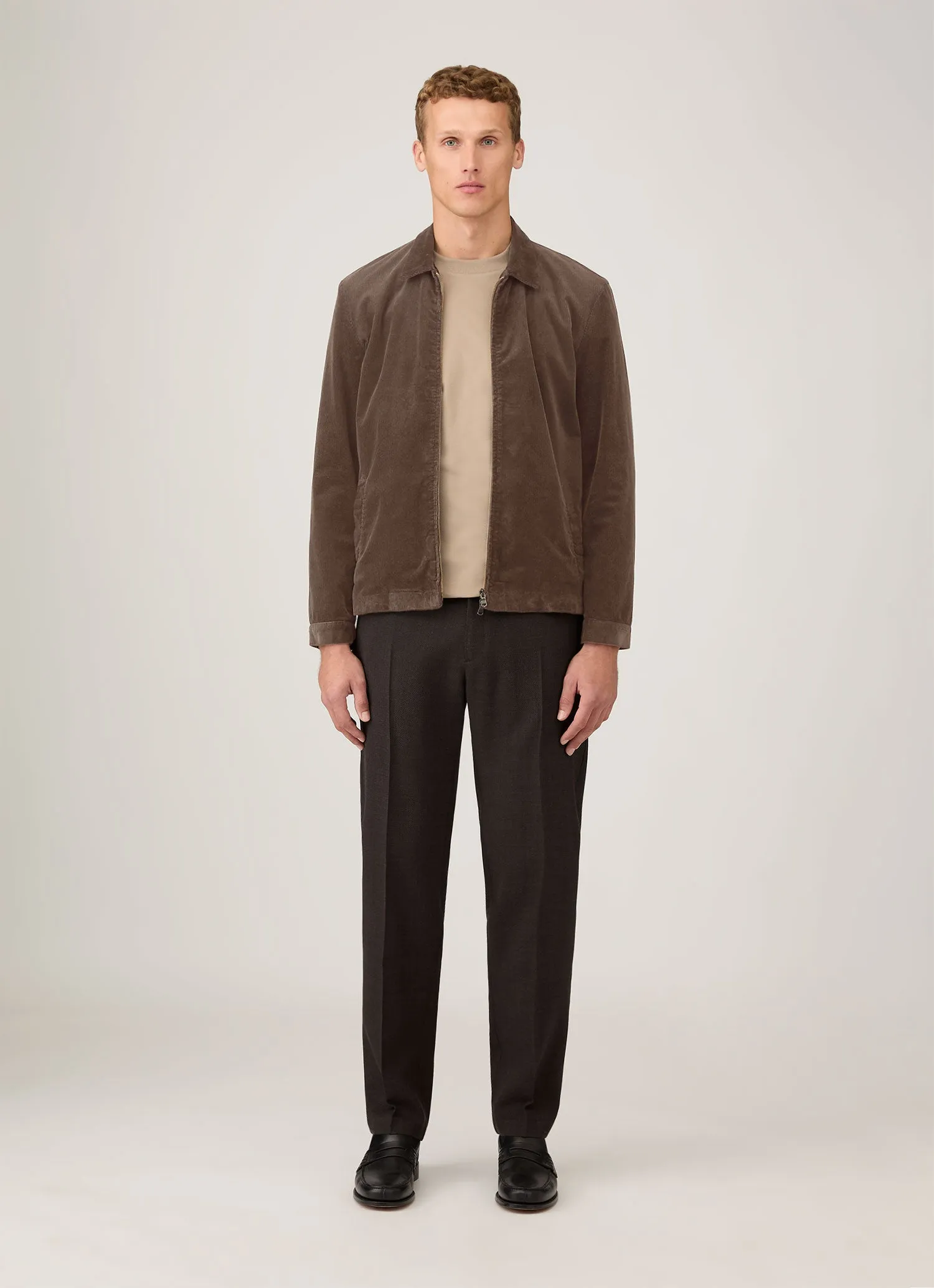 Men's Corduroy Harrington Jacket in Bark sold by Sunspel product image thumbnail 3