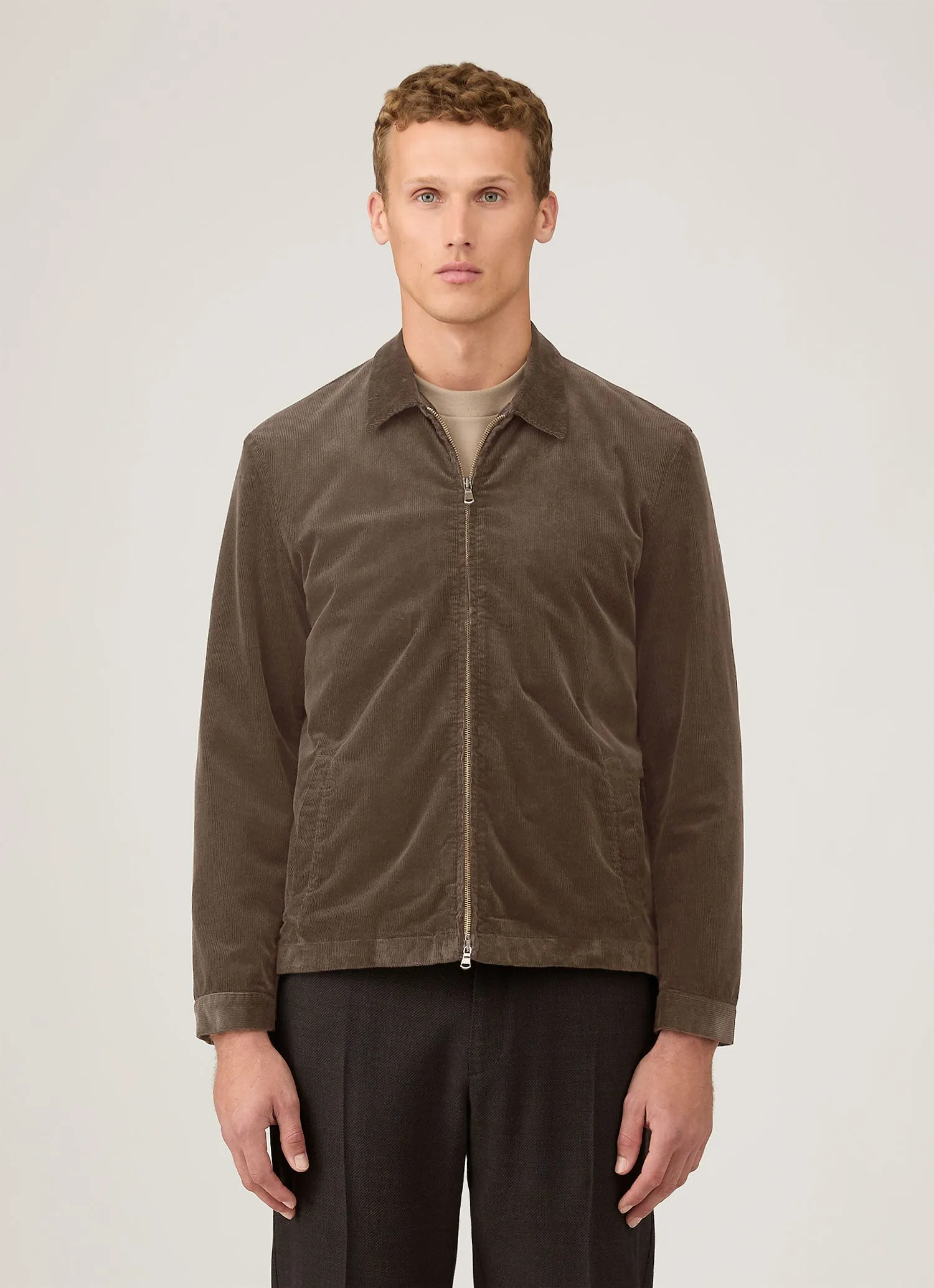 Men's Corduroy Harrington Jacket in Bark sold by Sunspel product image thumbnail 2