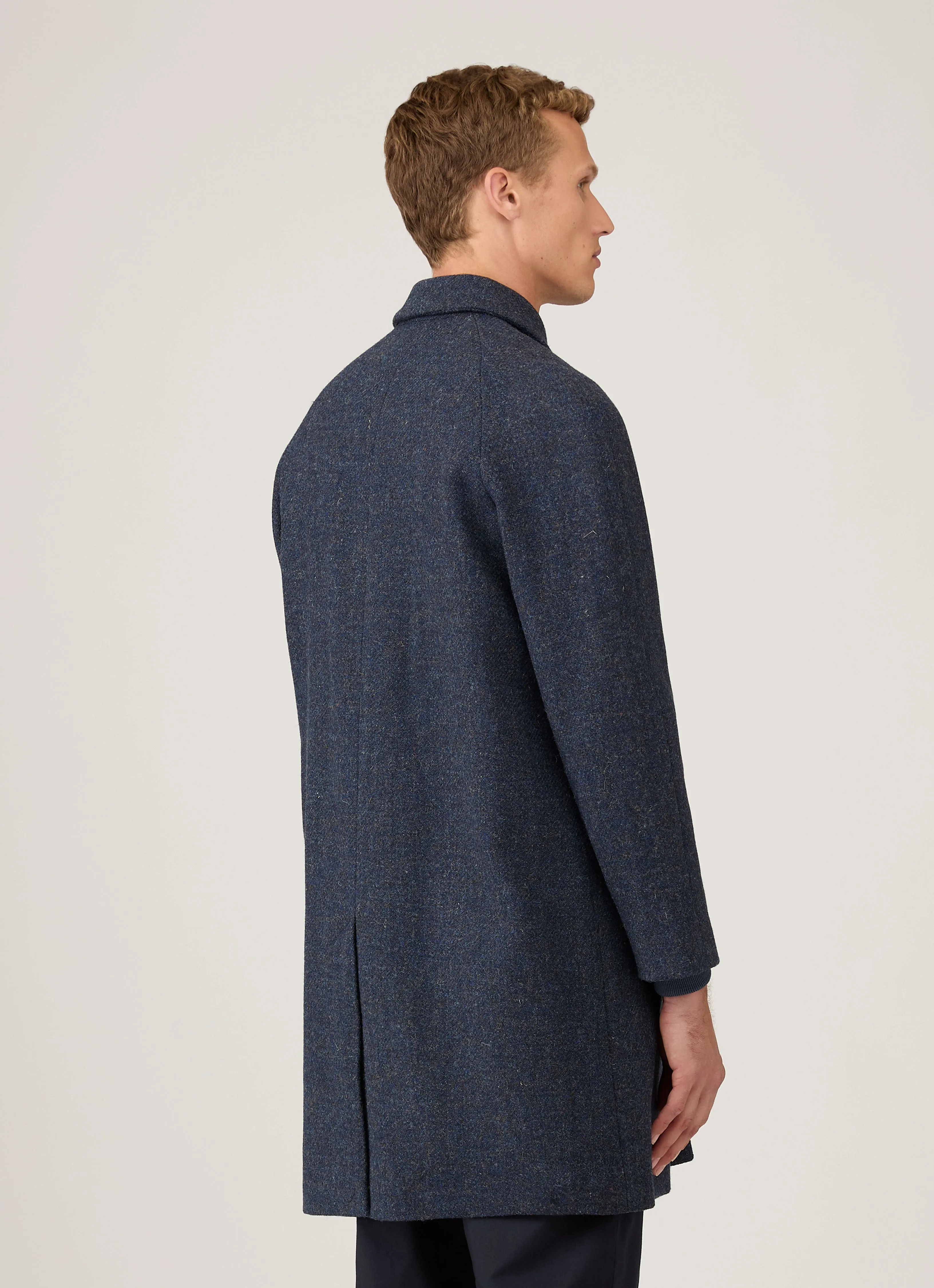 Men's Harris Tweed Car Coat in Selvedge Blue sold by Sunspel product image thumbnail 5