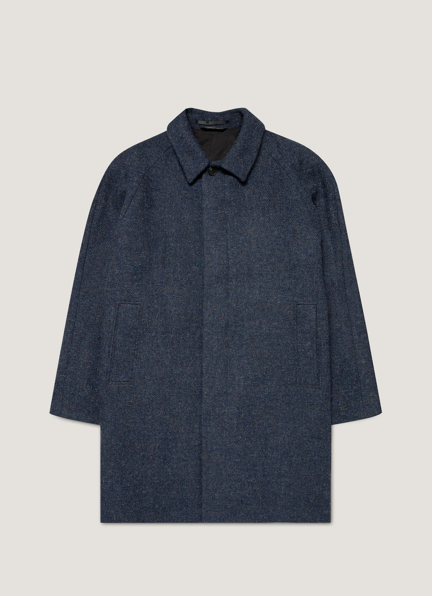 Men's Harris Tweed Car Coat in Selvedge Blue sold by Sunspel