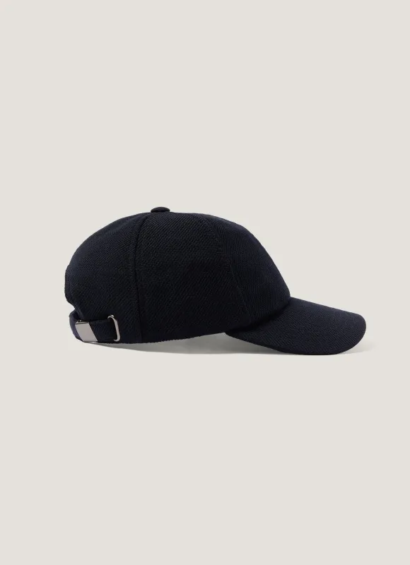 Men's Textured Wool Cap in Navy sold by Sunspel