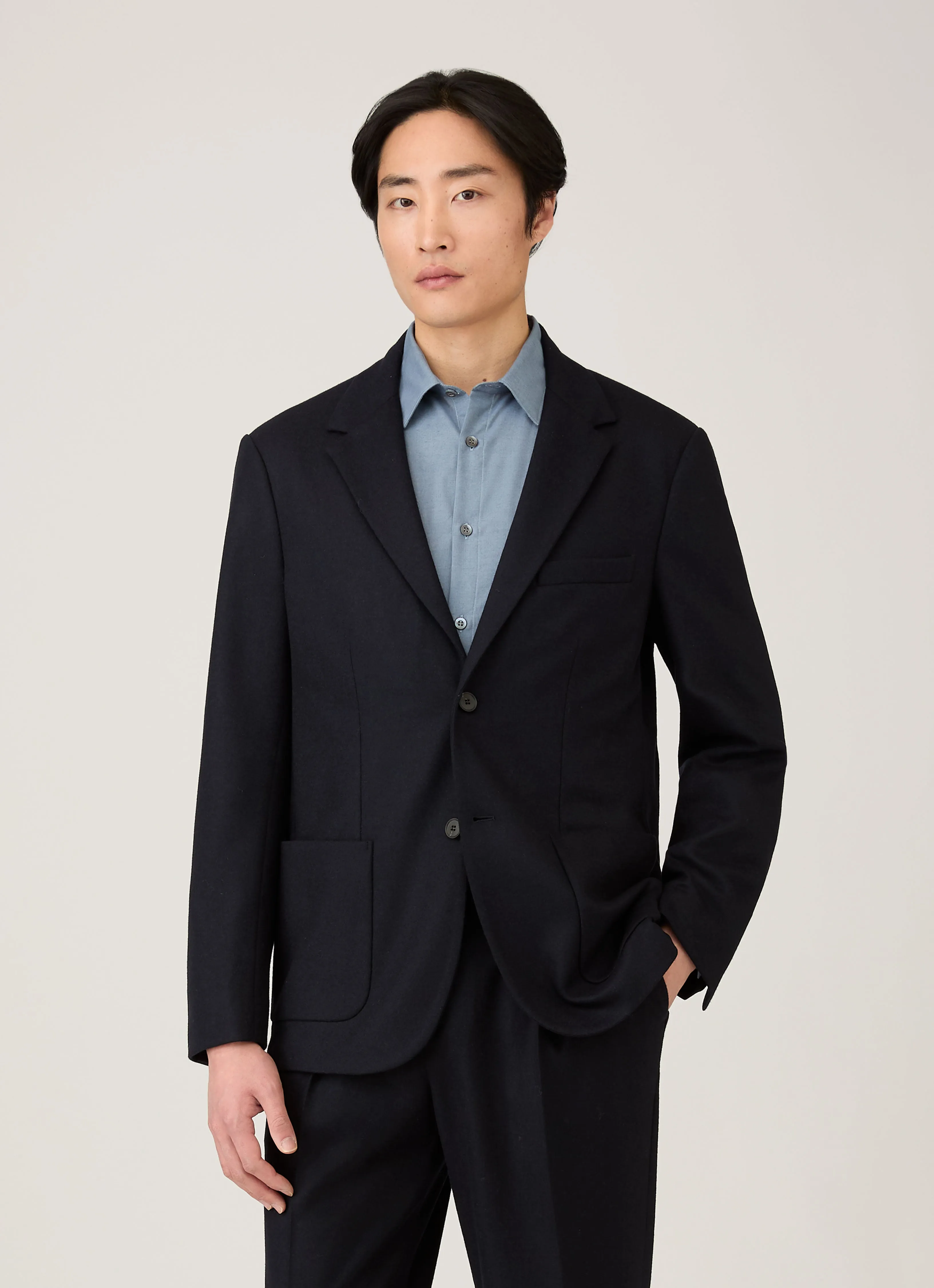 Men's Boiled Wool Blazer in Navy sold by Sunspel product image thumbnail 2