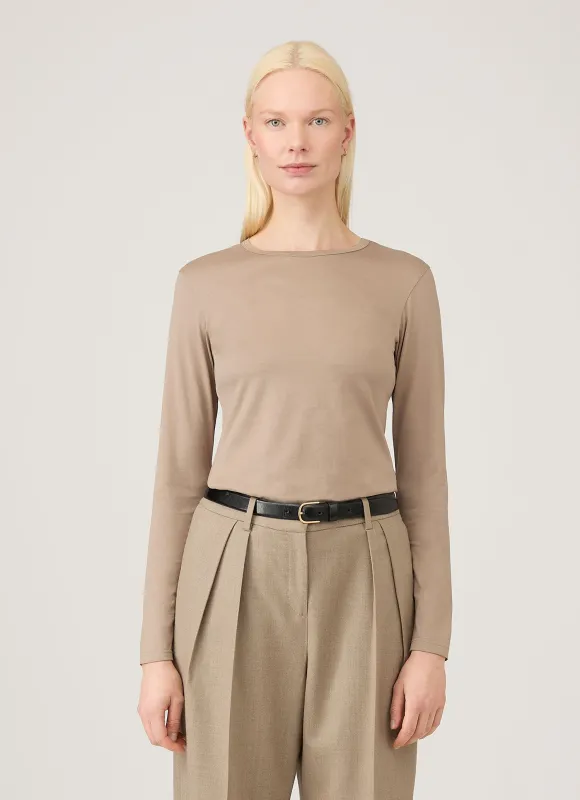 Women's Long Sleeve Classic T-shirt in Mink sold by Sunspel