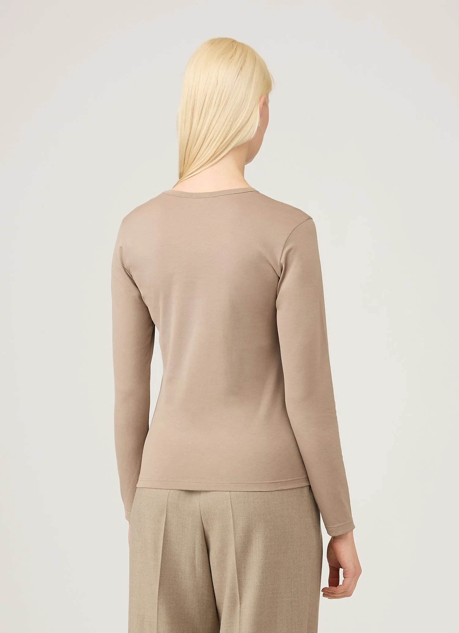 Women's Long Sleeve Classic T-shirt in Mink sold by Sunspel product image thumbnail 3