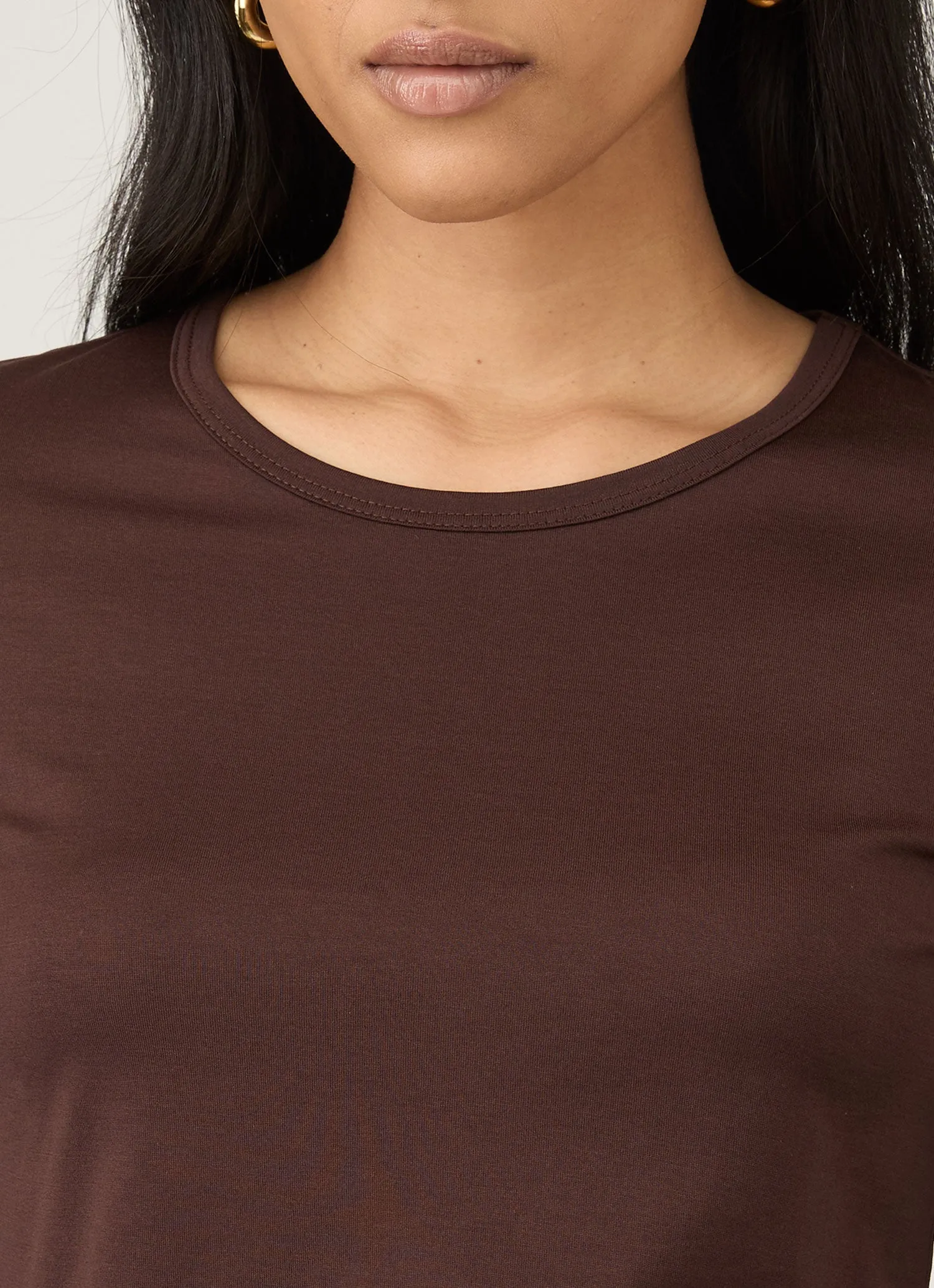 Women's Long Sleeve Classic T-shirt in Truffle sold by Sunspel product image thumbnail 4