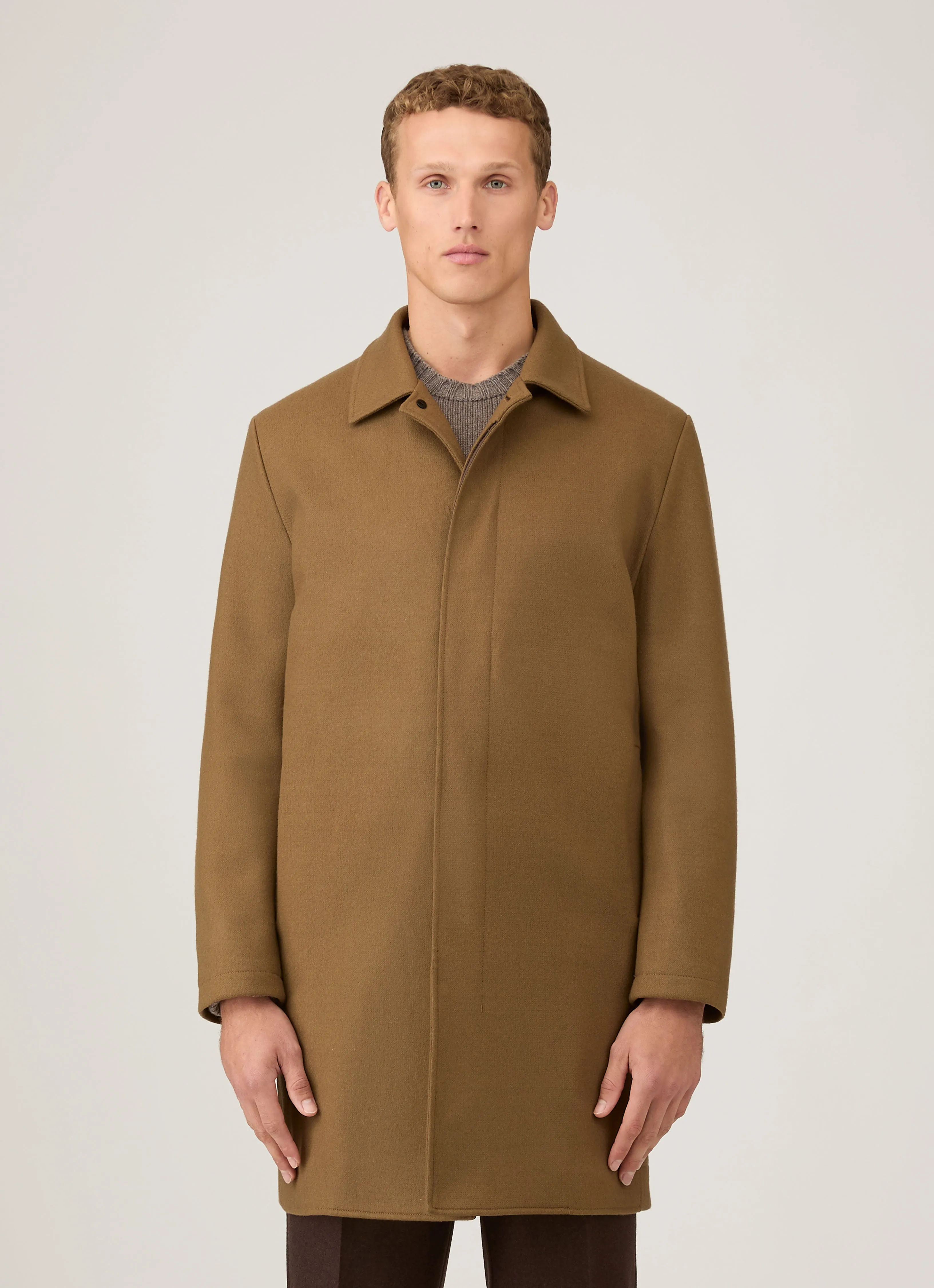 Men's Boiled Wool Coat in Mole sold by Sunspel product image thumbnail 2