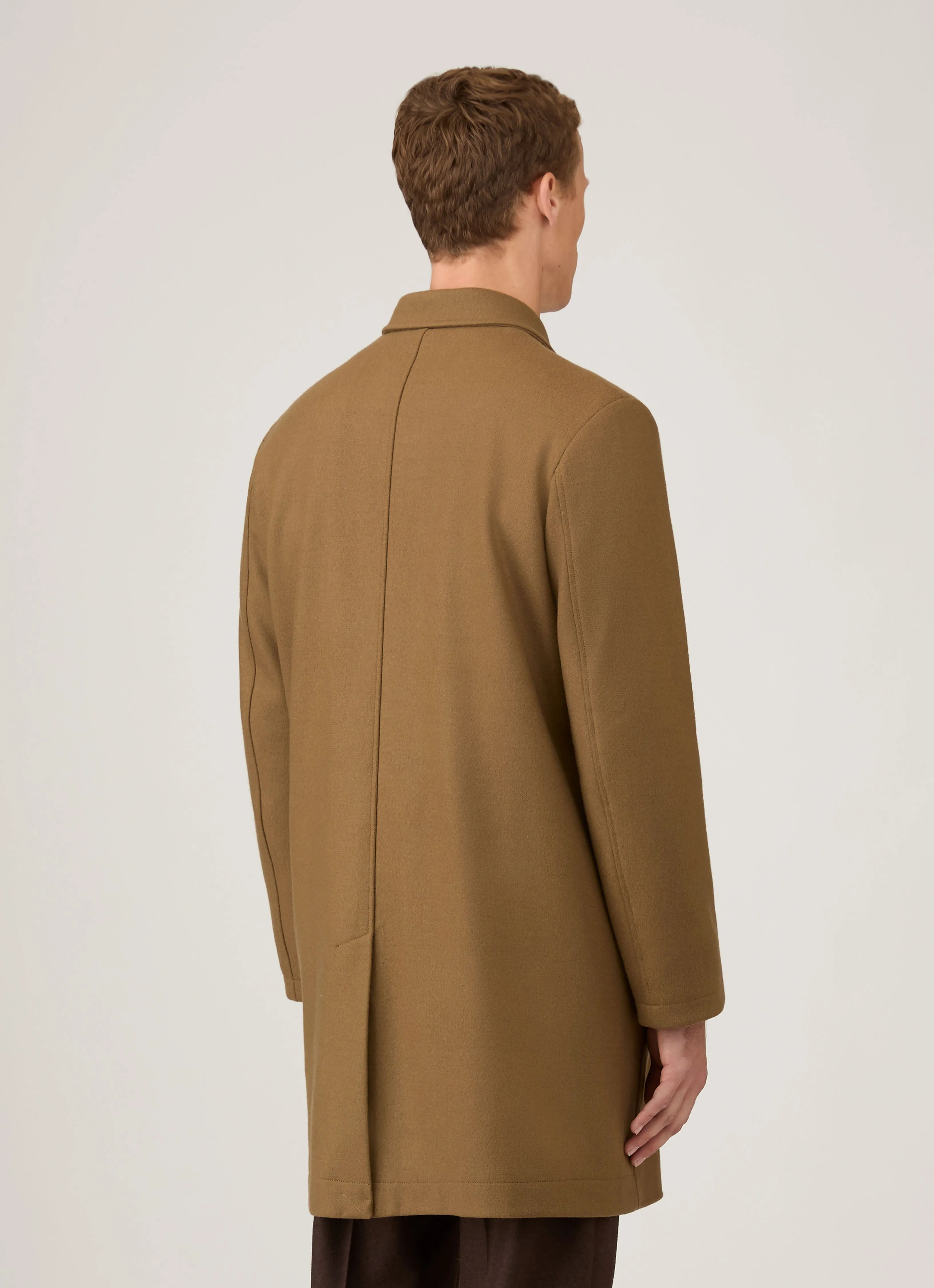 Men's Boiled Wool Coat in Mole sold by Sunspel product image thumbnail 5