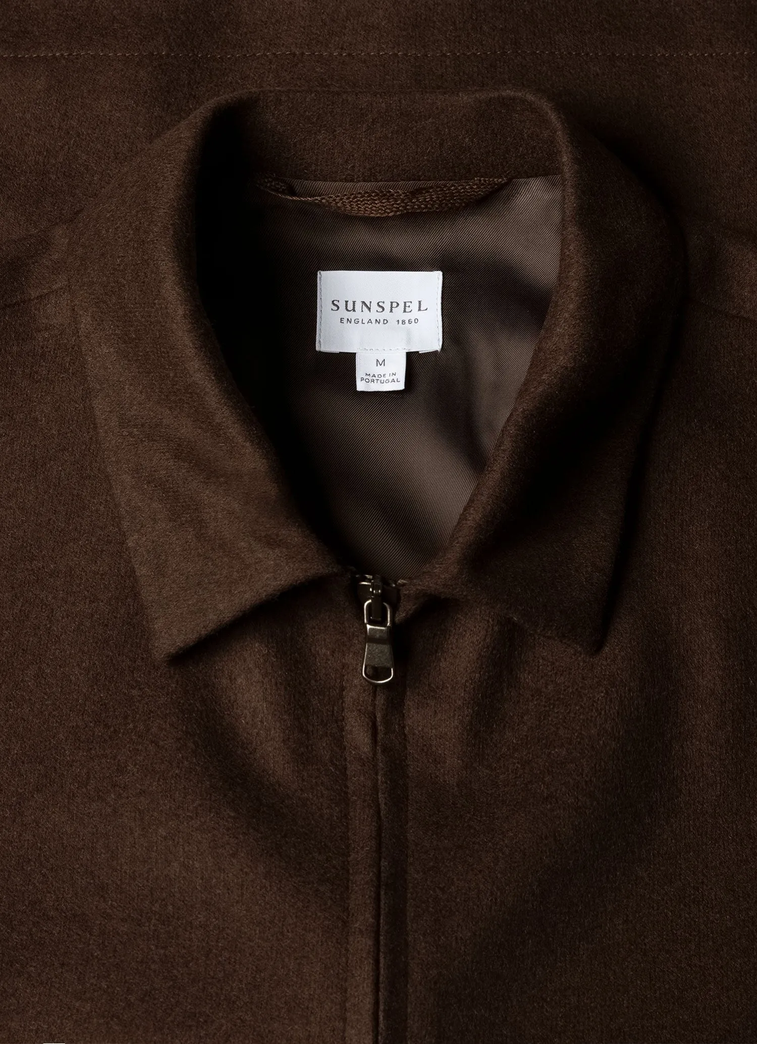 Men's Boiled Wool Harrington Jacket in Truffle sold by Sunspel product image thumbnail 4