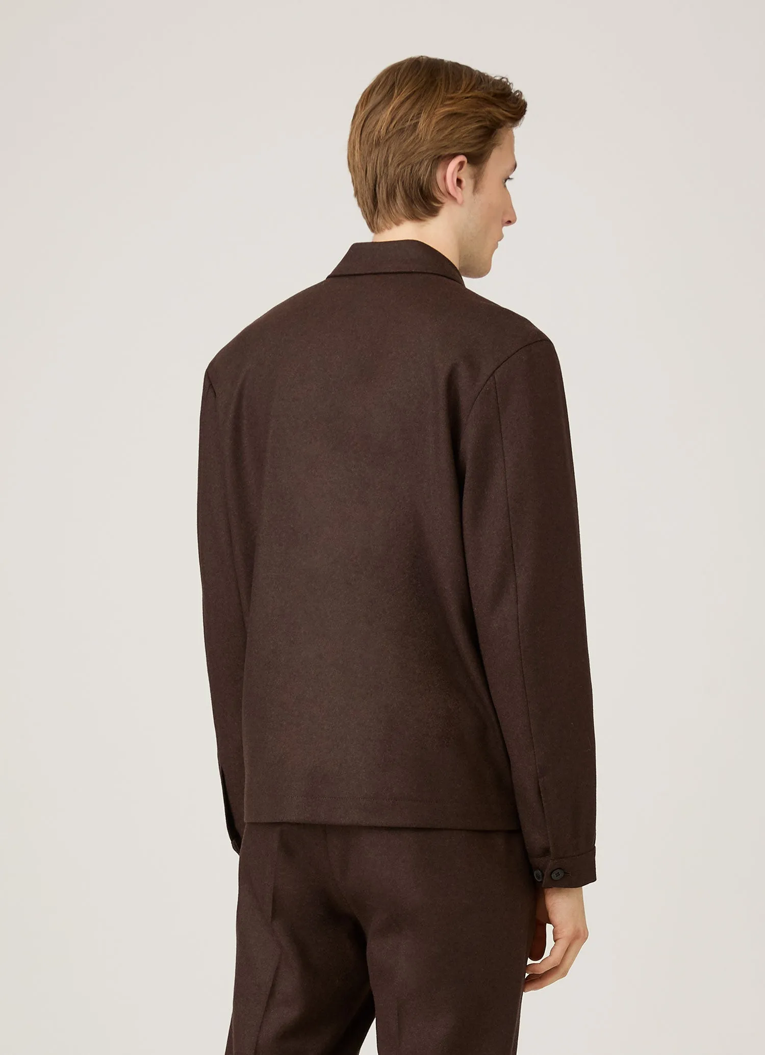 Men's Boiled Wool Harrington Jacket in Truffle sold by Sunspel product image thumbnail 5