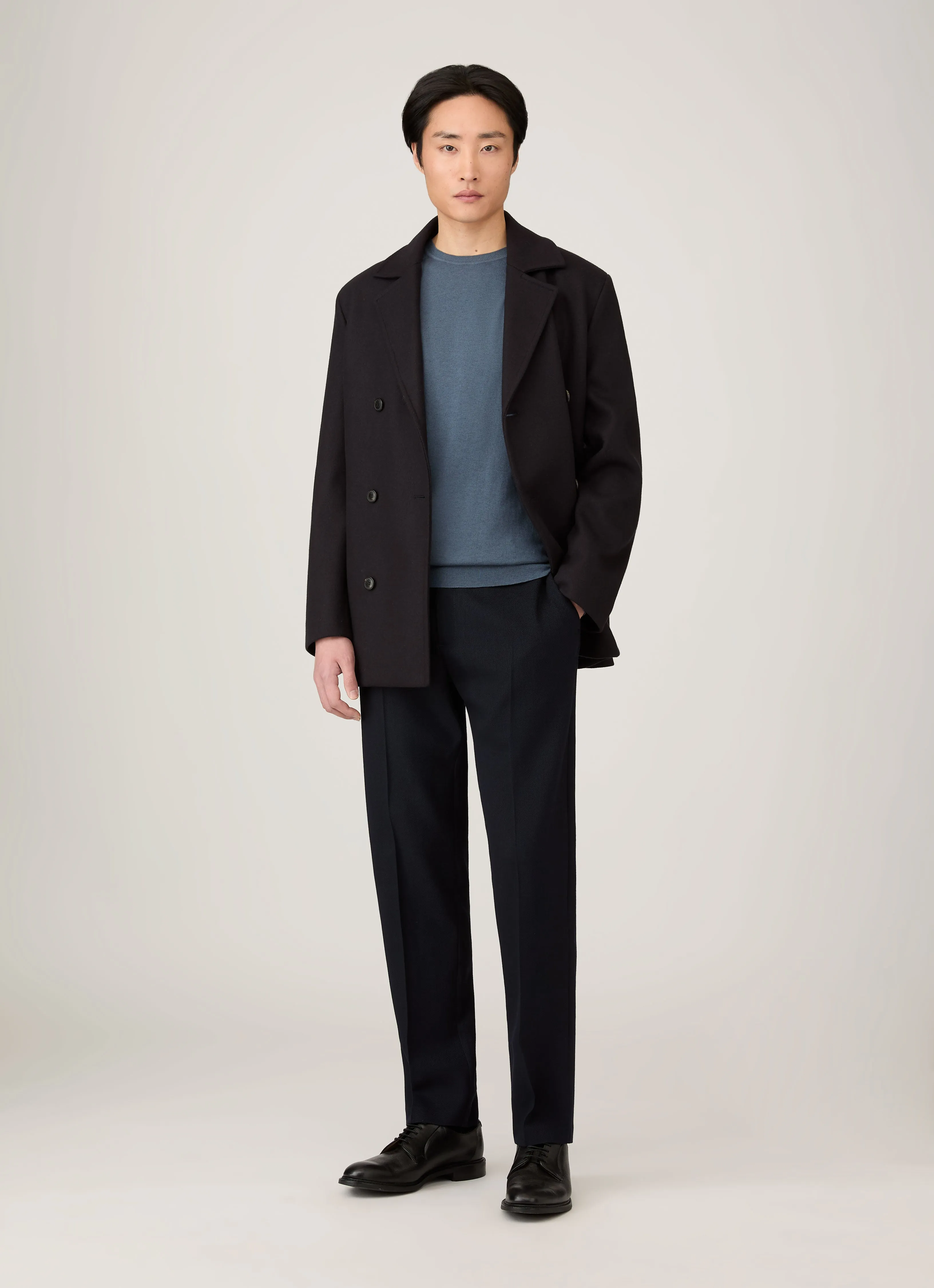 Men's Boiled Wool Pea Coat in Navy sold by Sunspel product image thumbnail 3