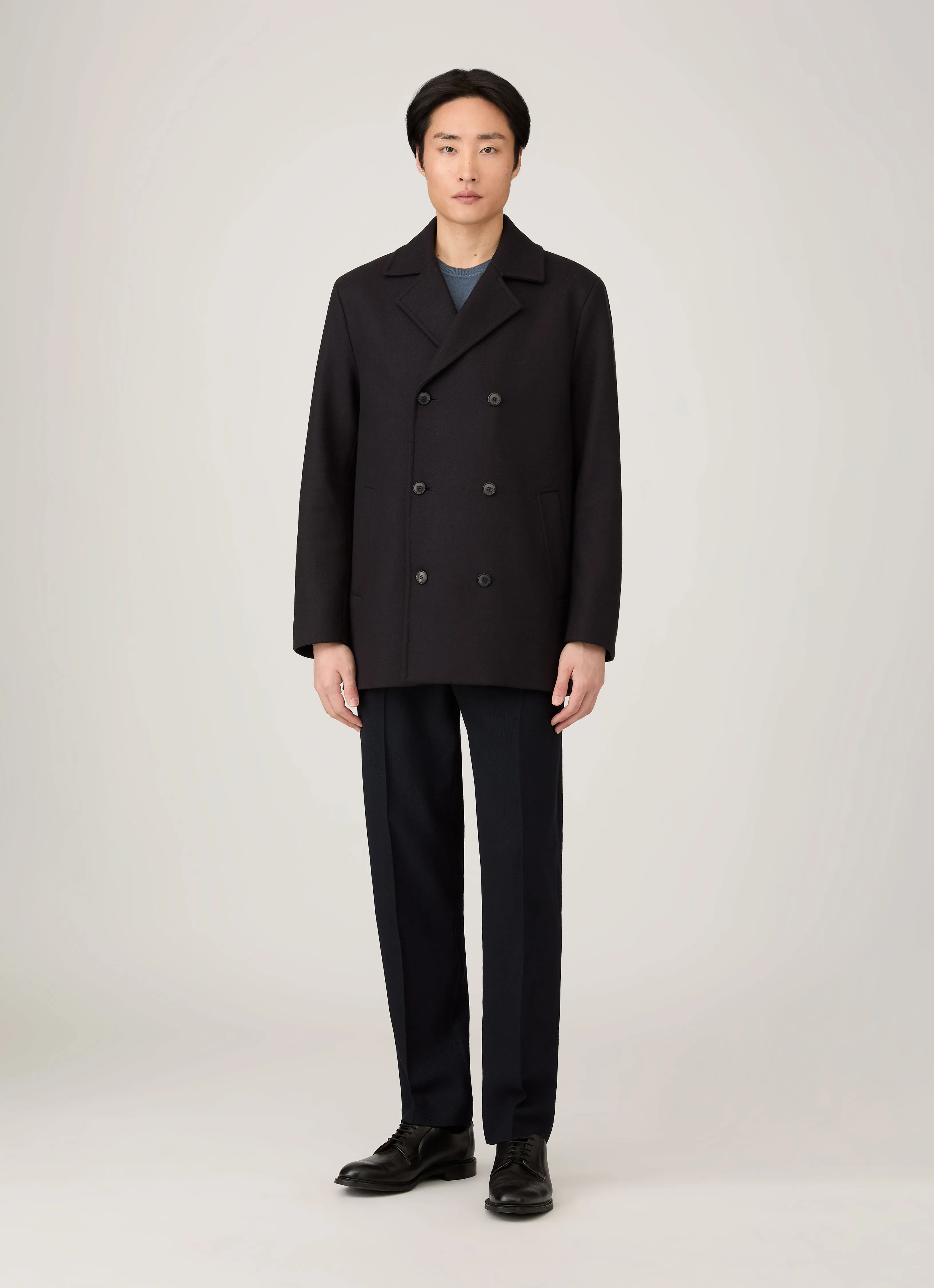 Men's Boiled Wool Pea Coat in Navy sold by Sunspel product image thumbnail 2