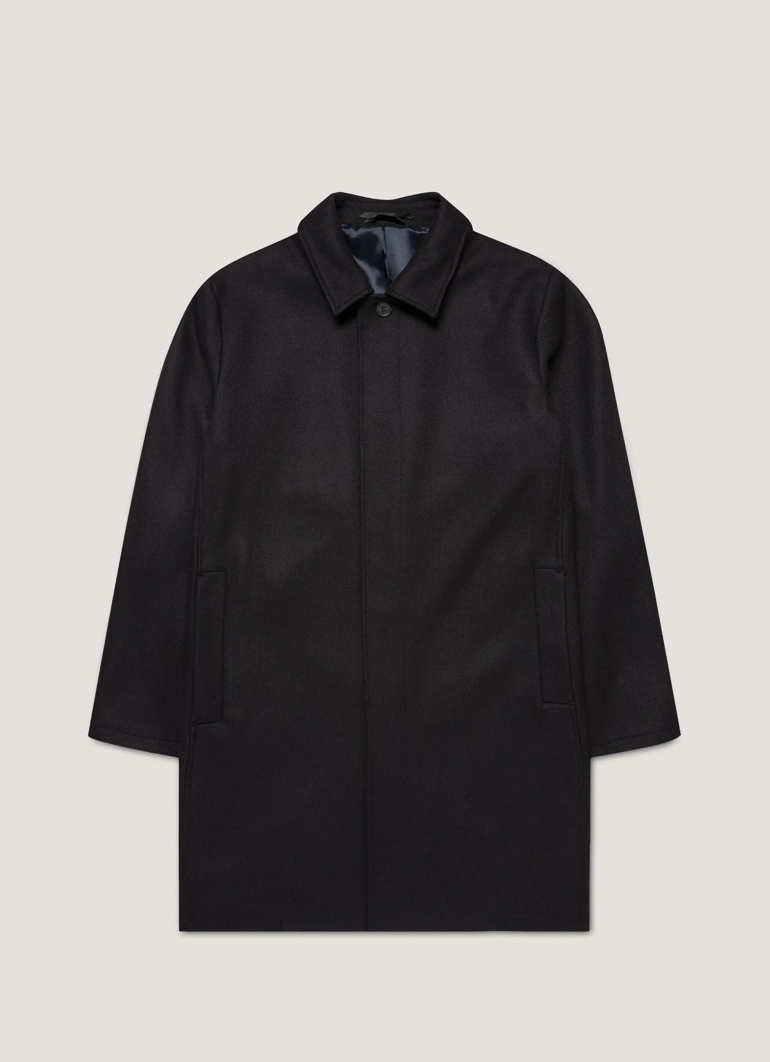 Men's Boiled Wool Coat in Navy sold by Sunspel