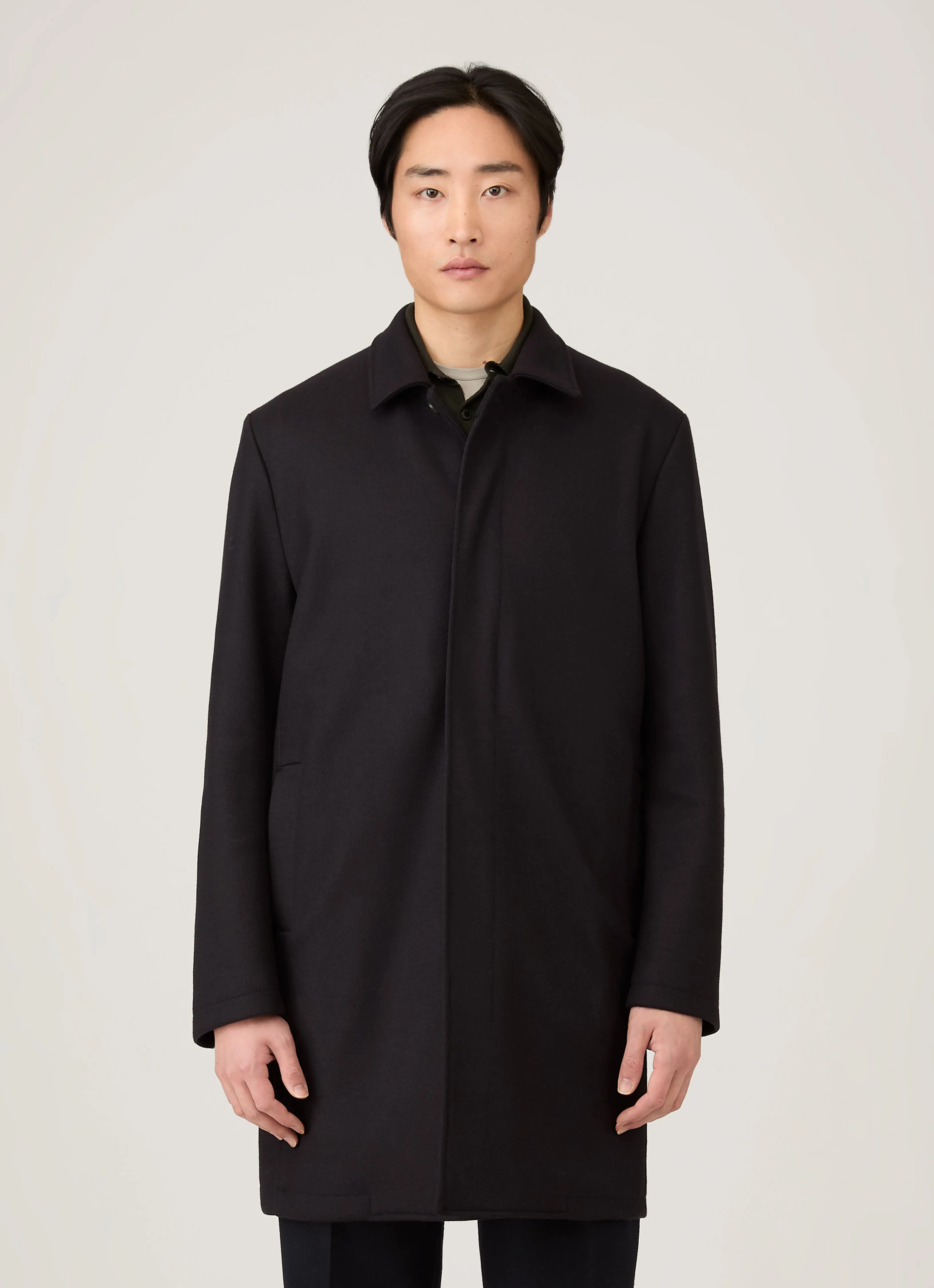 Men's Boiled Wool Coat in Navy sold by Sunspel product image thumbnail 2