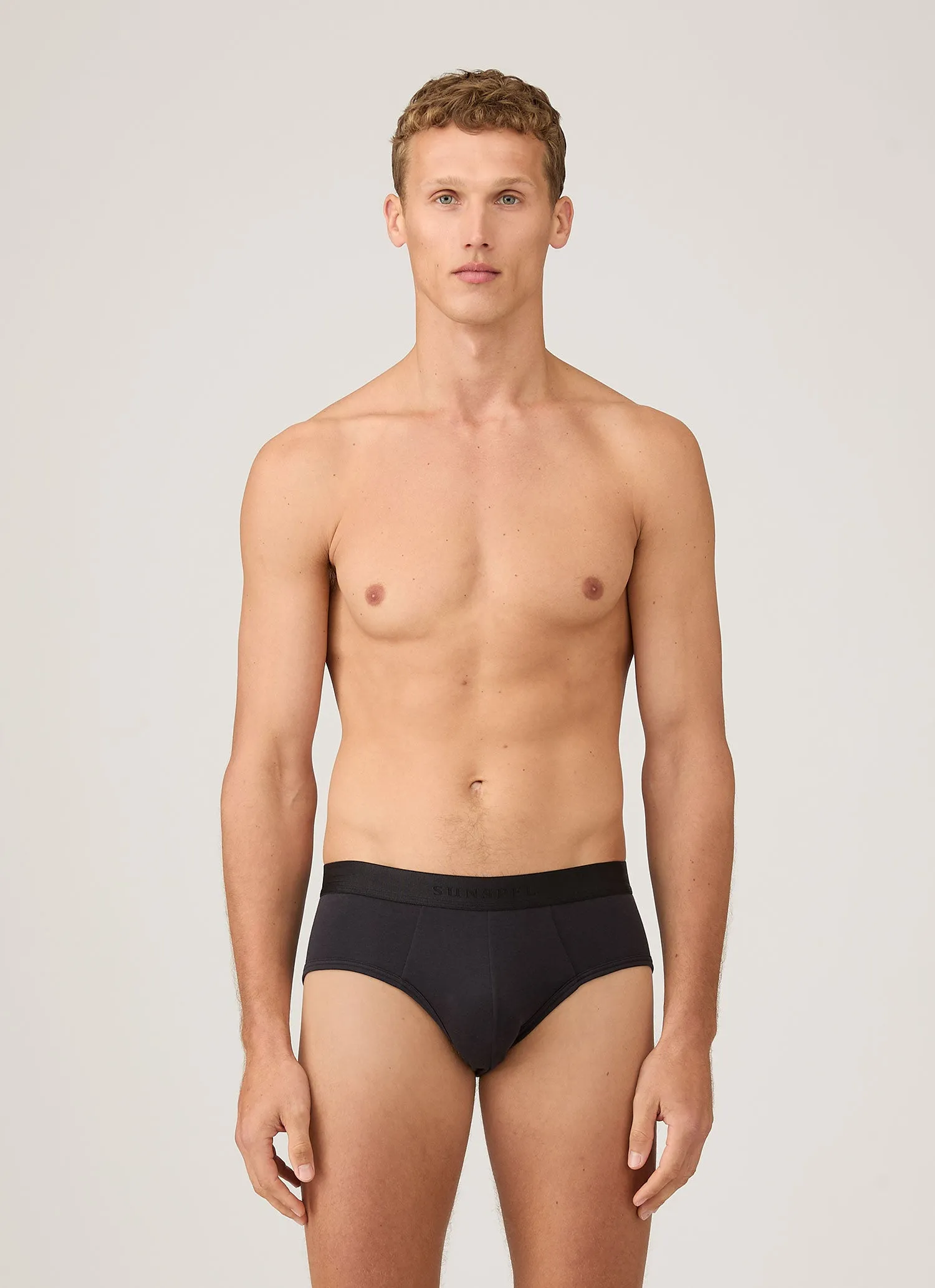 Men's Sea Island Cotton Briefs in Black sold by Sunspel product image thumbnail 2