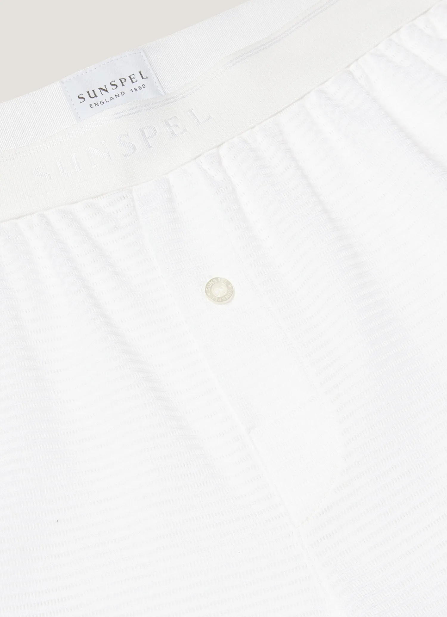 Men's Cellular Cotton One-Button Boxer Short in White sold by Sunspel product image thumbnail 4